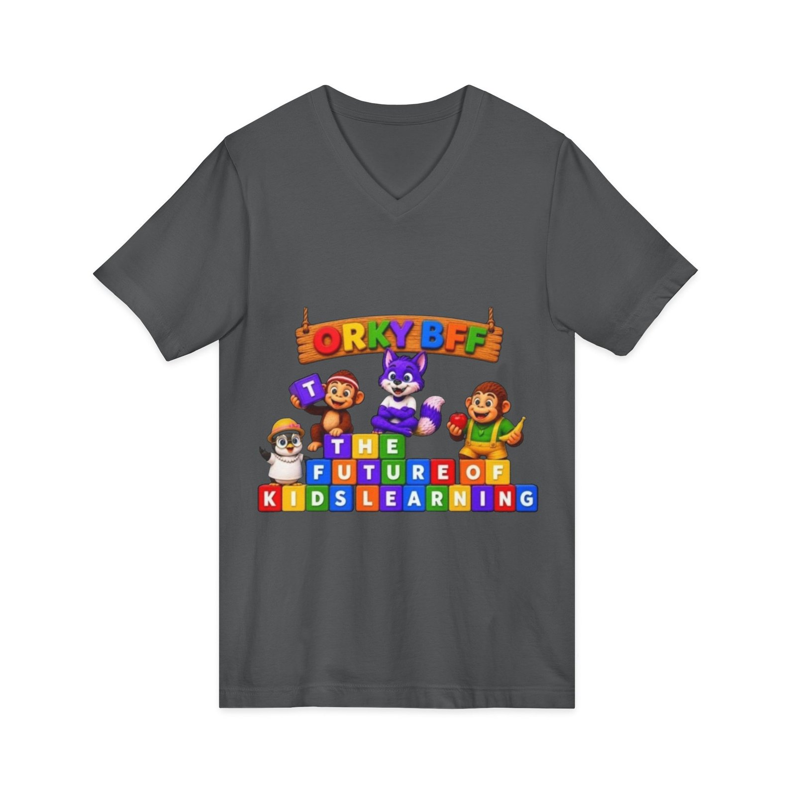 Unisex Jersey Short Sleeve V-Neck Tee— "ORKY BFF: The Future of Kids Learning" - Image 31