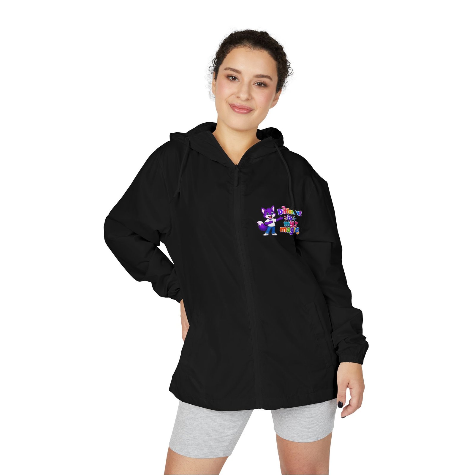 Unisex Full-Zip Windbreaker Jacket __ Different is my magic purple fox - Image 16