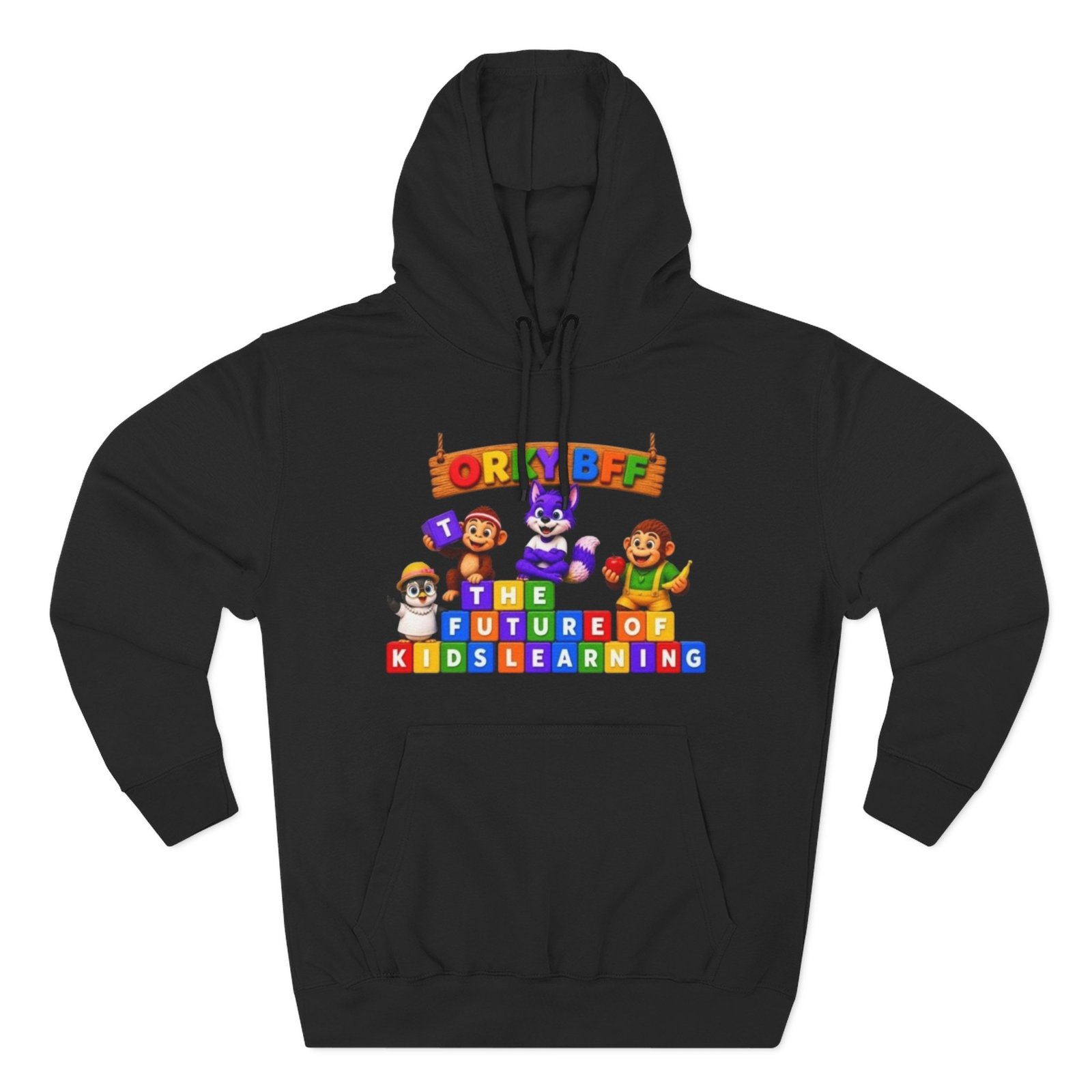 Three-Panel Fleece Hoodie__ 'Orky Bff The Future Of Kids Learning' - Image 13