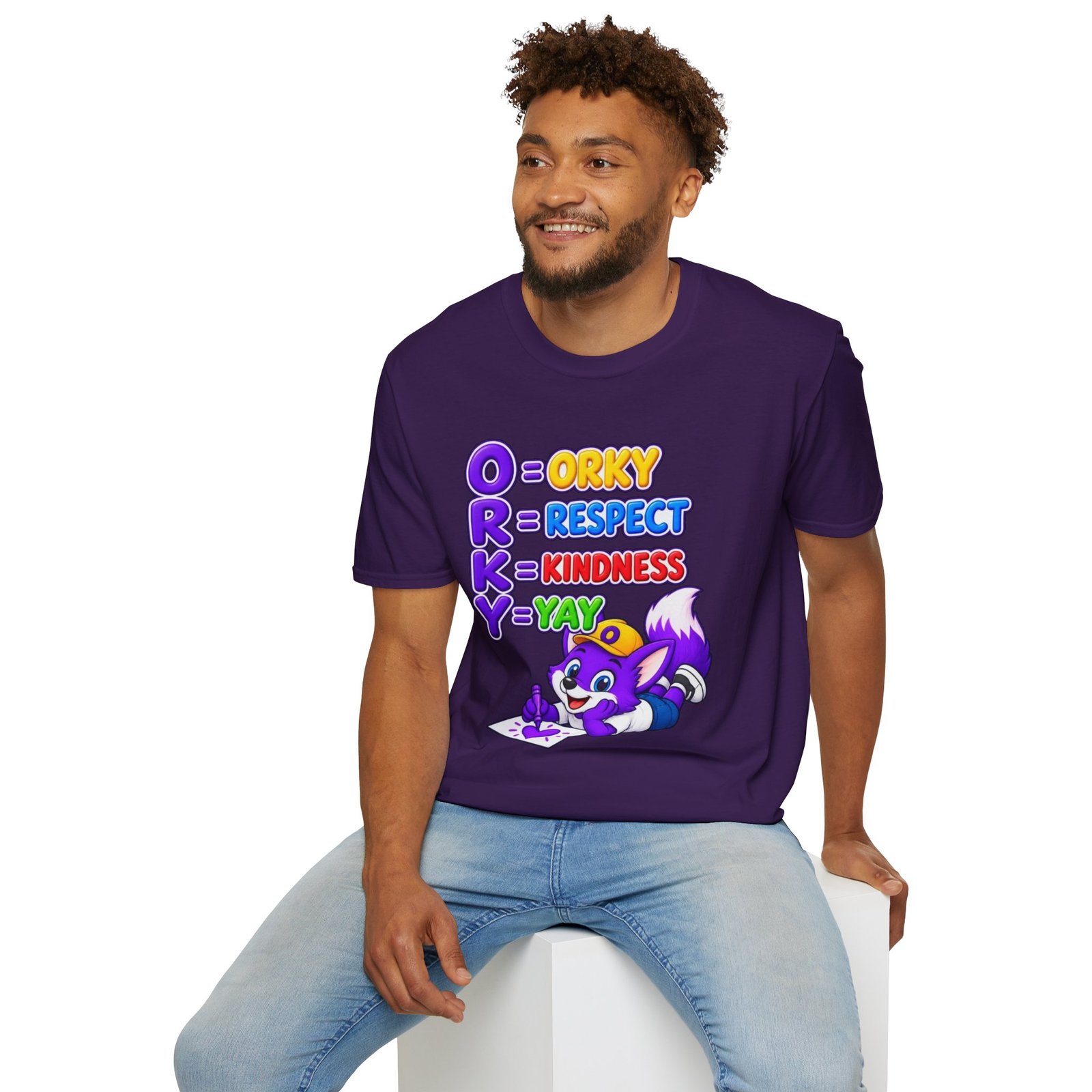 Unisex Softstyle T-Shirt — Orky Respect Kindness Kids Yay - Image 48