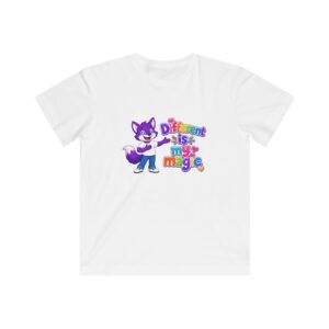 Kids Fine Jersey Tee - "Different is my magic" Colorful Fox