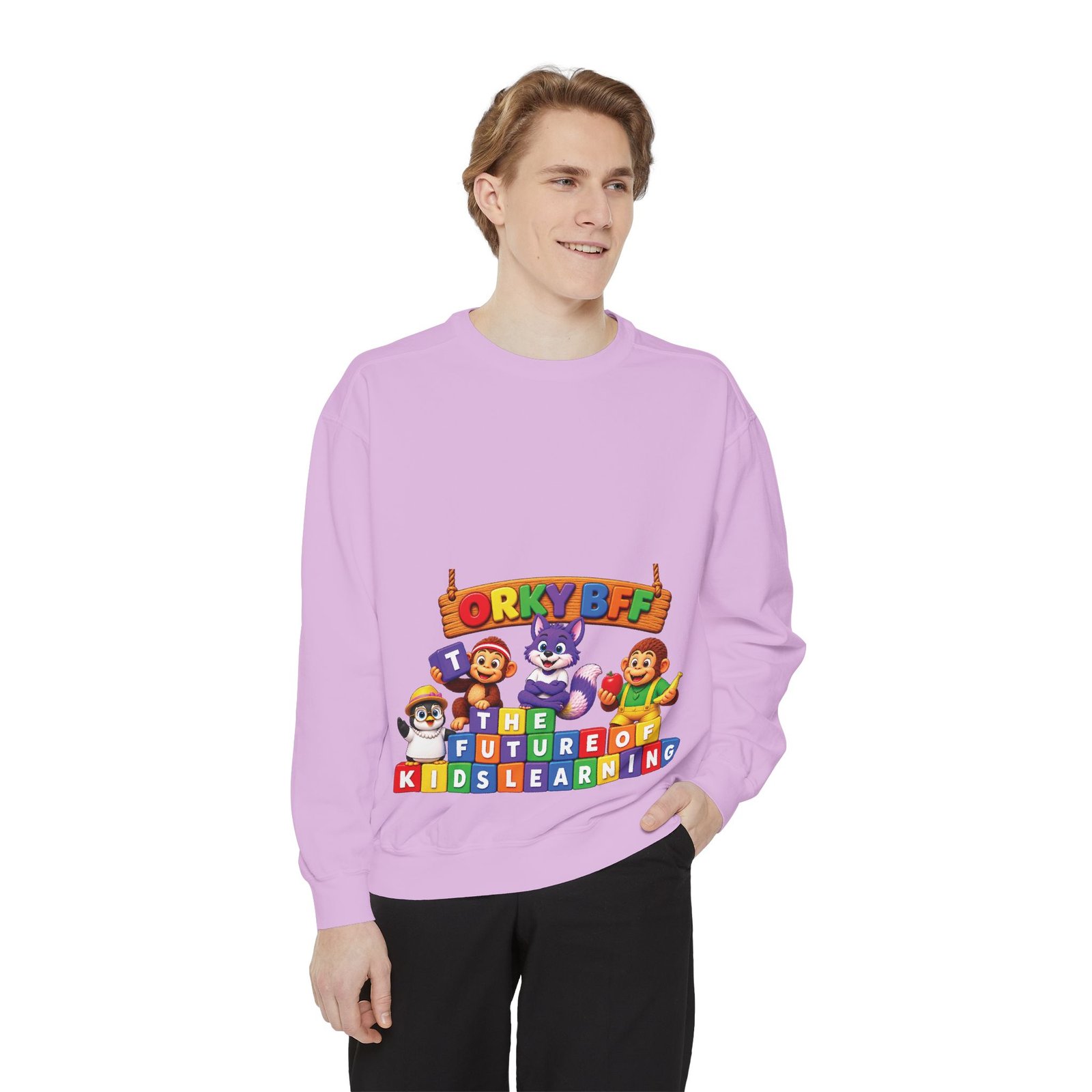 Kids Learning Crewneck Sweatshirt — 'StoryBFF: The Future of Kids Learning' Graphic - Image 93