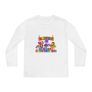 Youth Long Sleeve Competitor Tee — Colorful Nursery Friends “Future Begins Learning”