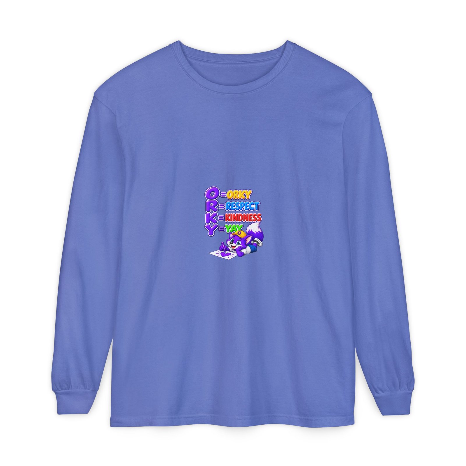 Long Sleeve T-Shirt – "Orky Respect Kindness Yay " - Image 45
