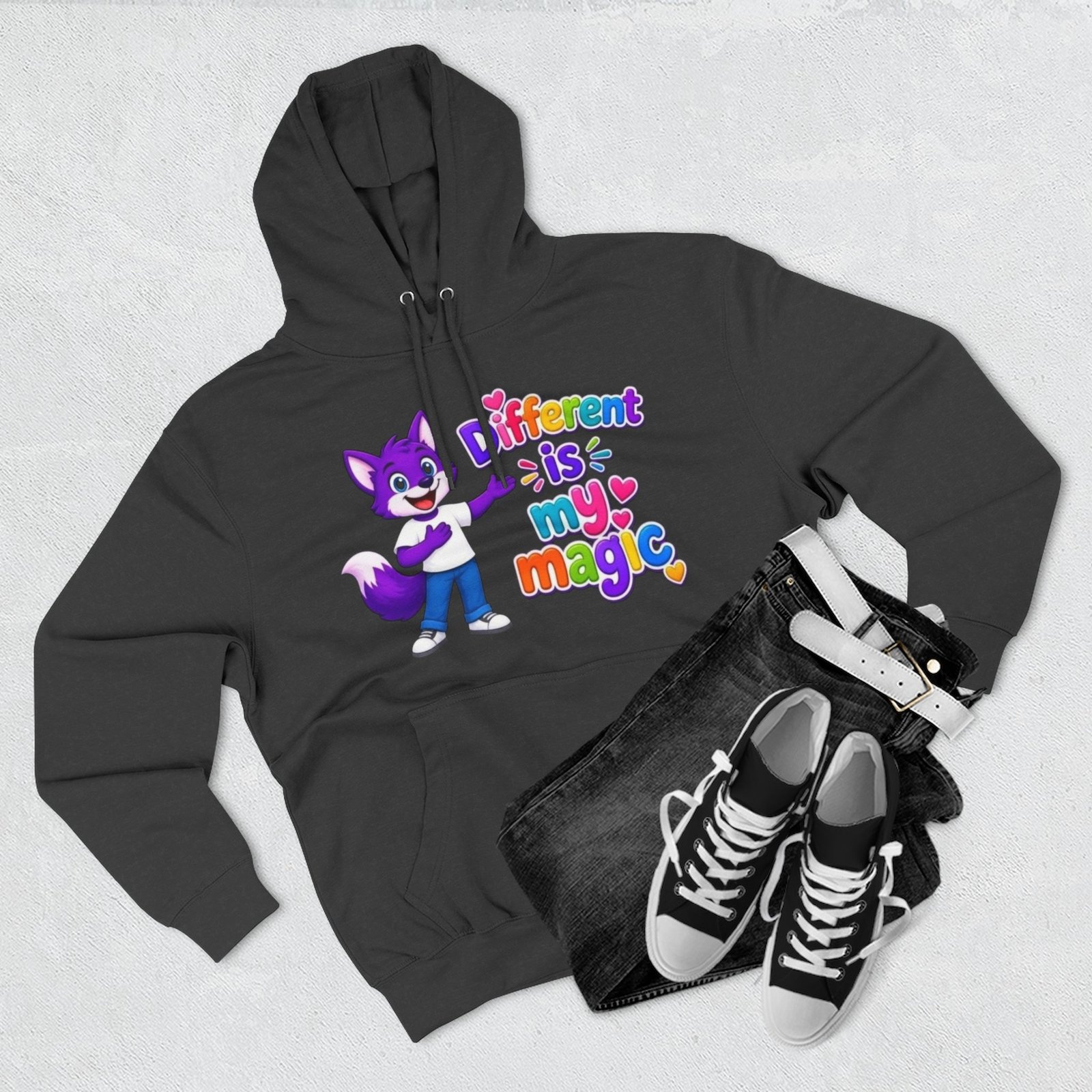 Three-Panel Fleece Hoodie __ ' Different is My Magic ' - Image 11