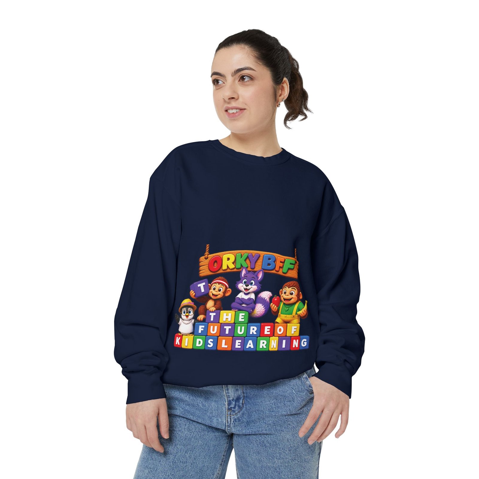 Kids Learning Crewneck Sweatshirt — 'StoryBFF: The Future of Kids Learning' Graphic - Image 83