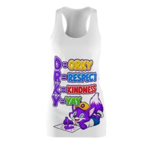 Women's Cut & Sew Racerback Dress (AOP) "ORKY = Respect, Kindness, Yay"