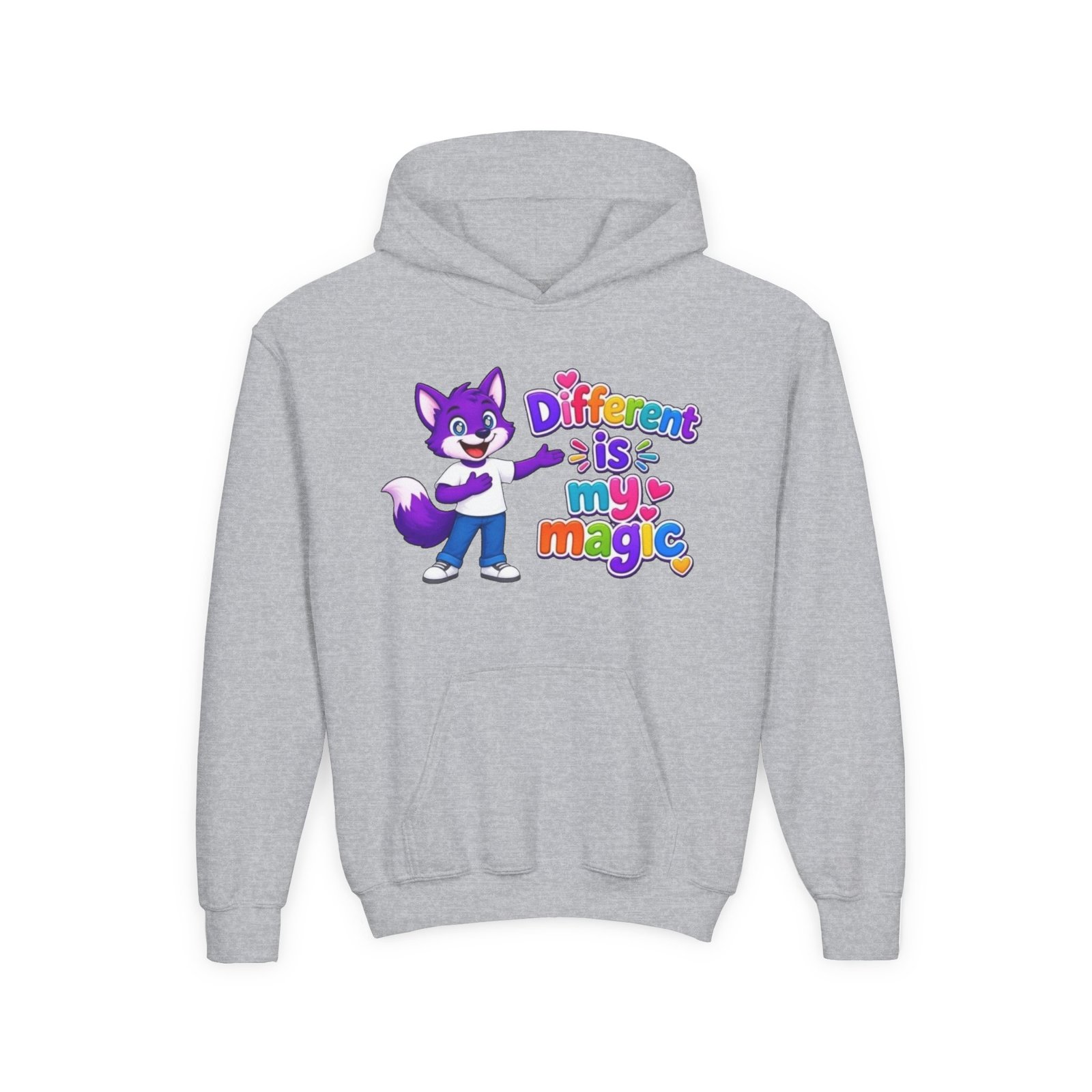Youth Heavy Blend Hooded Sweatshirt — "Different is My Magic" - Image 9