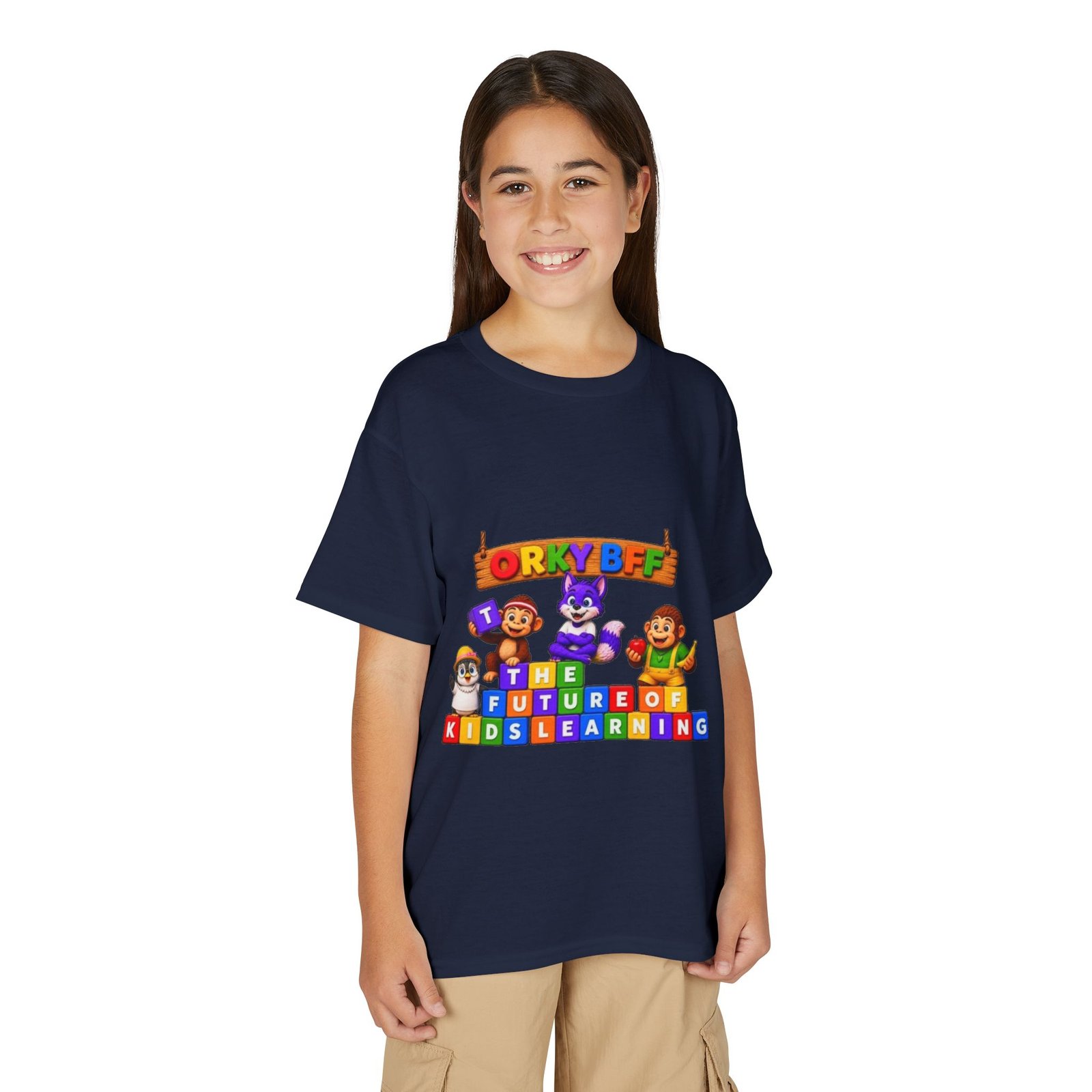 Youth DryBlend® T-Shirt— "The Future of Kids Learning" Colorful Block Character Tee - Image 47