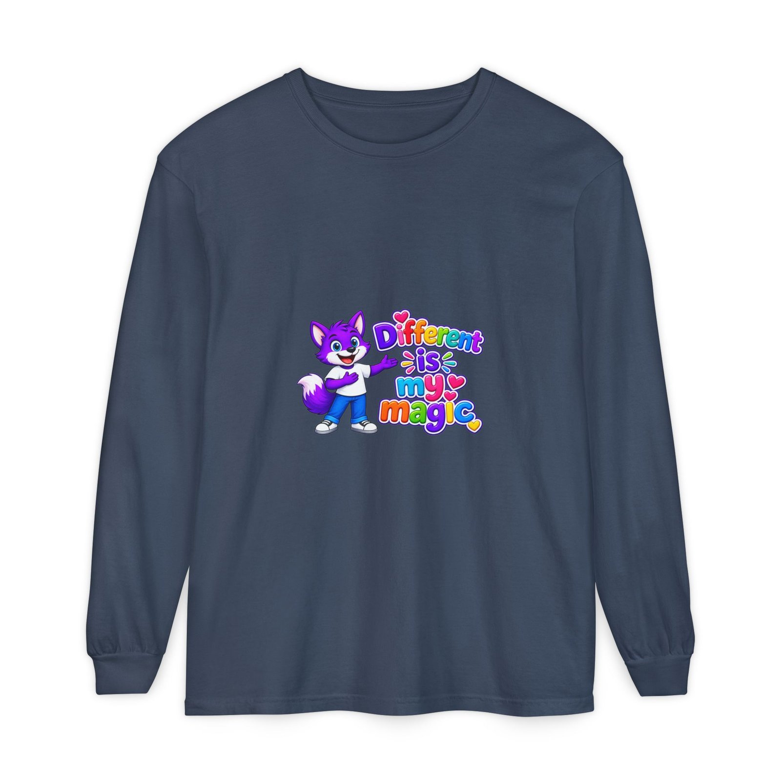 Unisex Garment-dyed Long Sleeve T-Shirt __ Different is my magic - Image 45