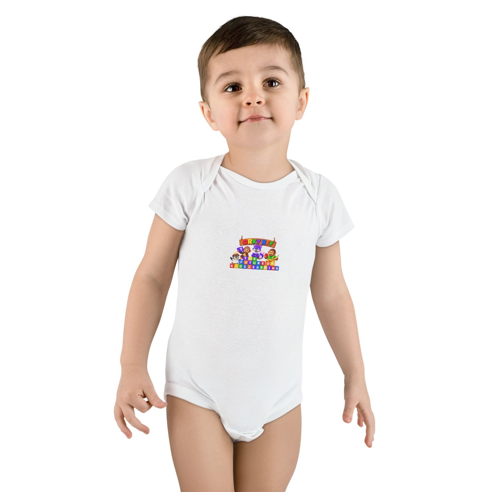 Baby Short Sleeve Onesie® - "Orky Bff Kids Learning" - Image 3