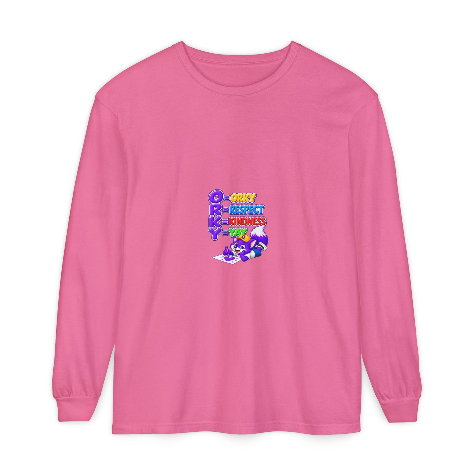 Long Sleeve T-Shirt – "Orky Respect Kindness Yay " - Image 65