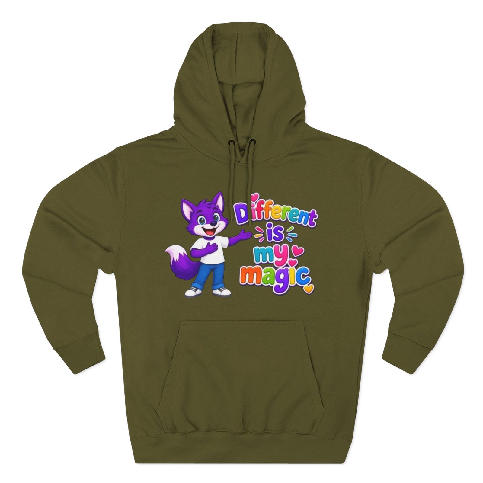 Three-Panel Fleece Hoodie __ ' Different is My Magic ' - Image 29