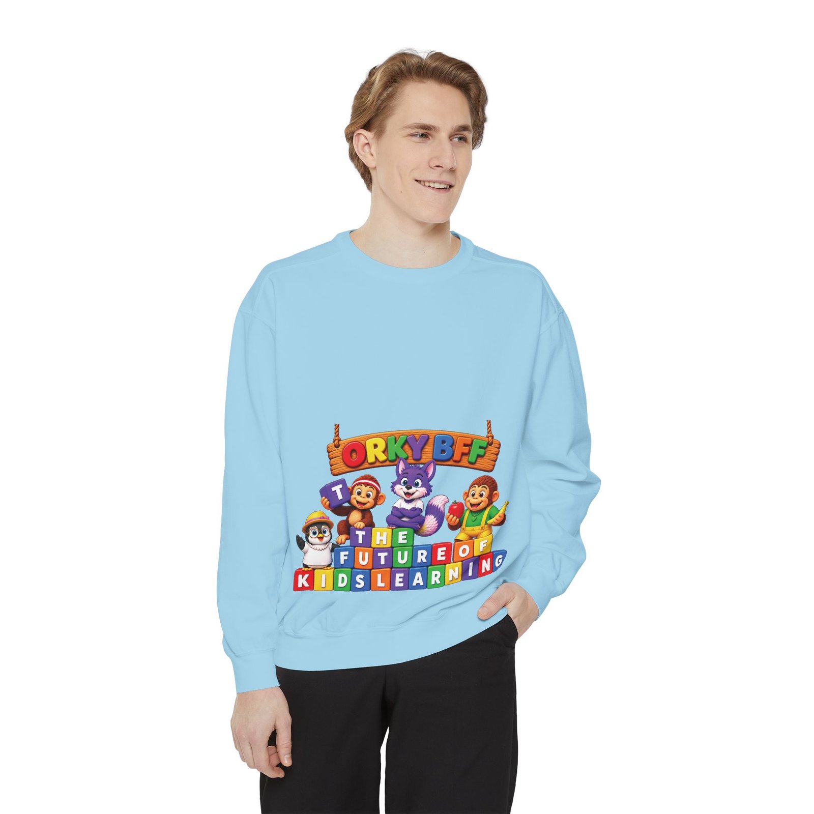 Kids Learning Crewneck Sweatshirt — 'StoryBFF: The Future of Kids Learning' Graphic - Image 57