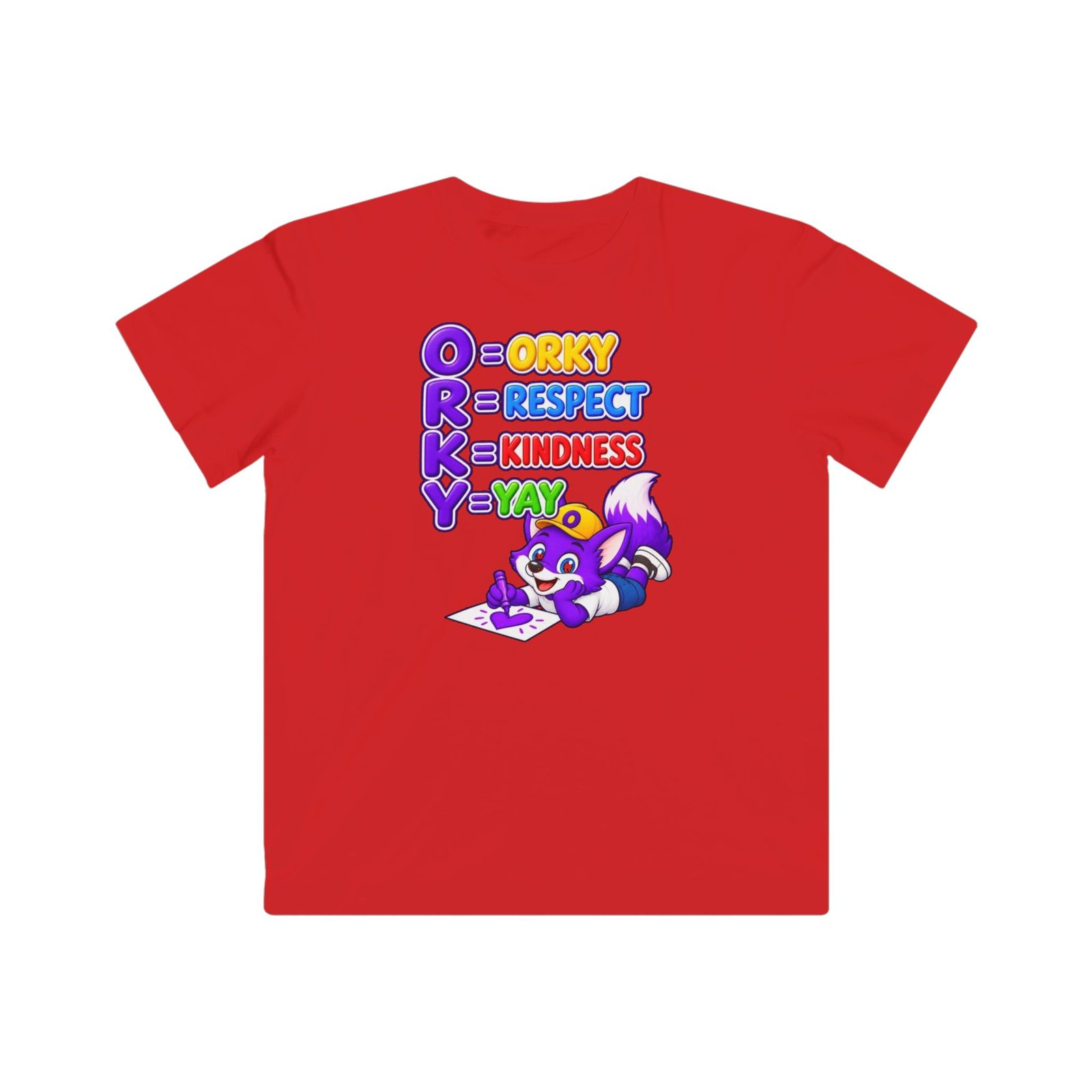 Kids Fine Jersey Tee — "O R K Y: Orky, Respect, Kindness, Yay" - Image 37