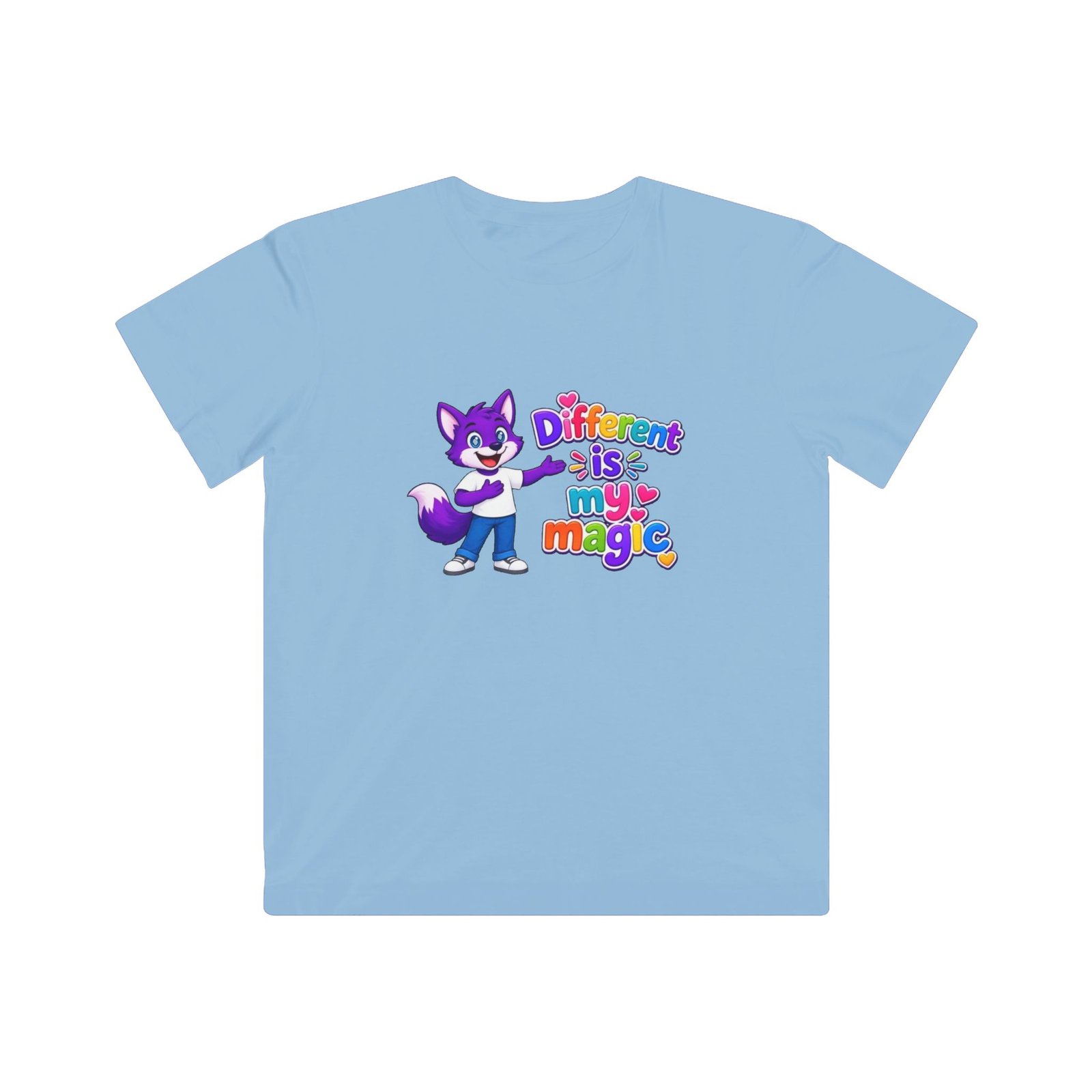Kids Fine Jersey Tee - "Different is my magic" Colorful Fox - Image 19