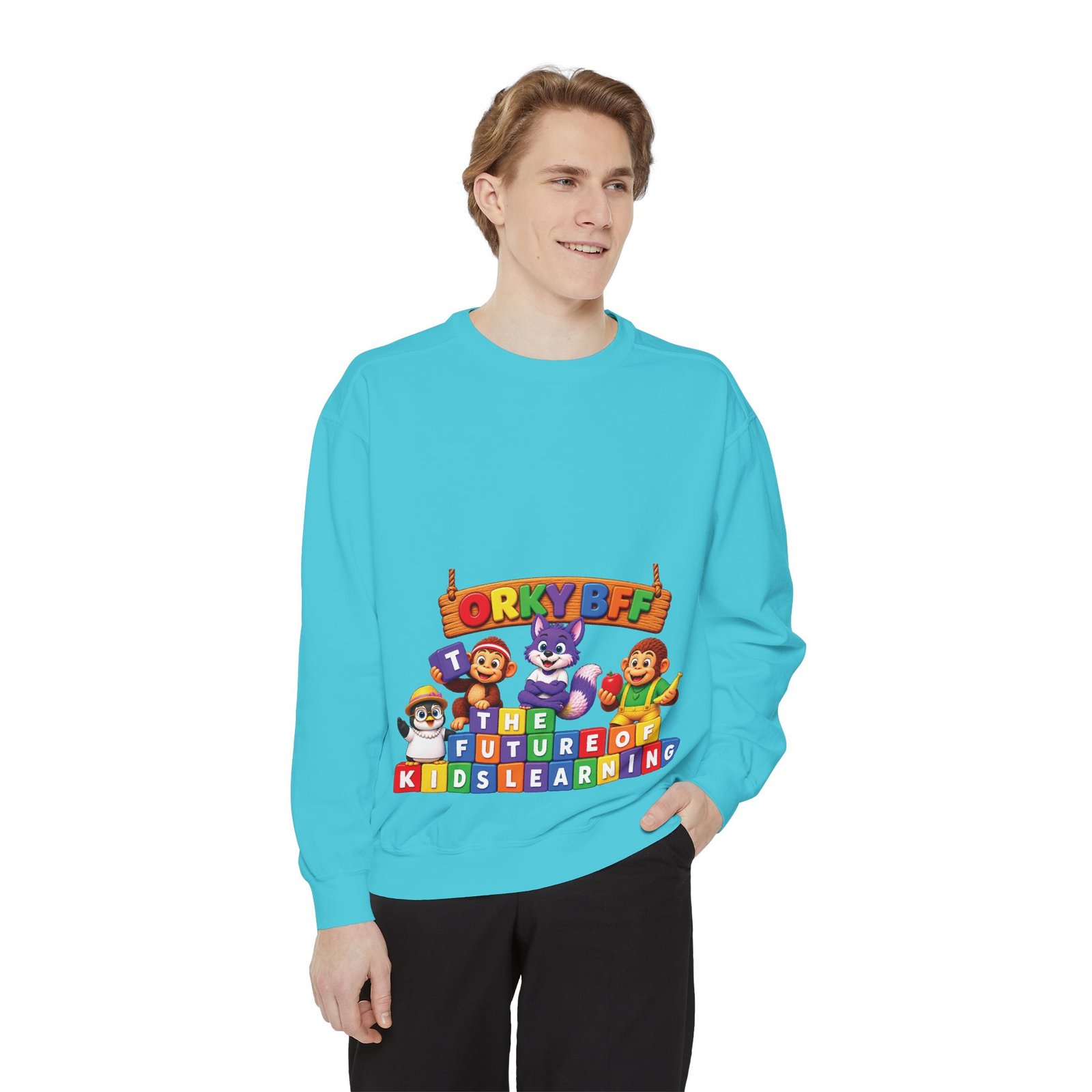 Kids Learning Crewneck Sweatshirt — 'StoryBFF: The Future of Kids Learning' Graphic - Image 51