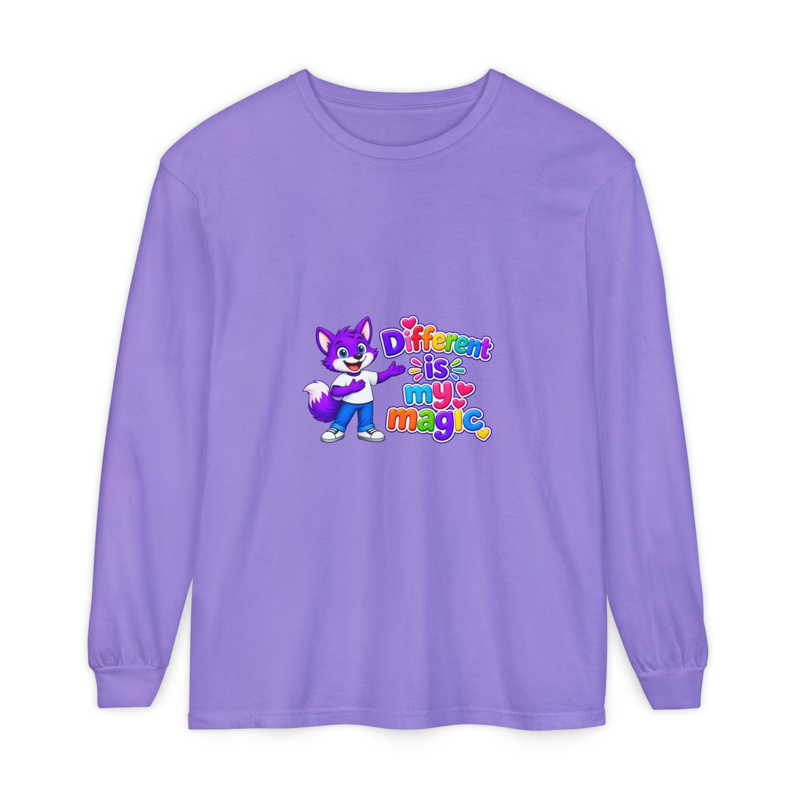 Unisex Garment-dyed Long Sleeve T-Shirt __ Different is my magic - Image 53