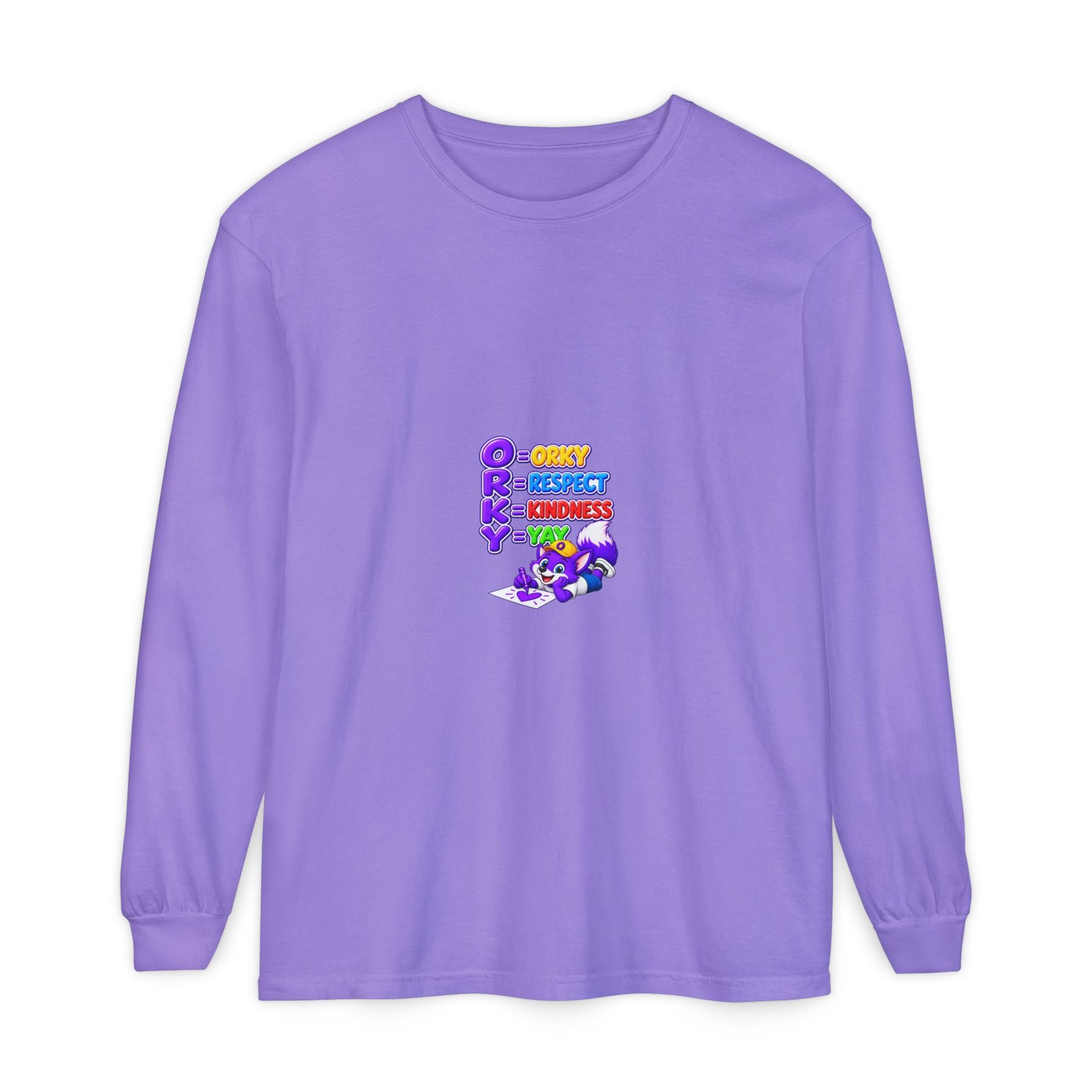 Long Sleeve T-Shirt – "Orky Respect Kindness Yay " - Image 57