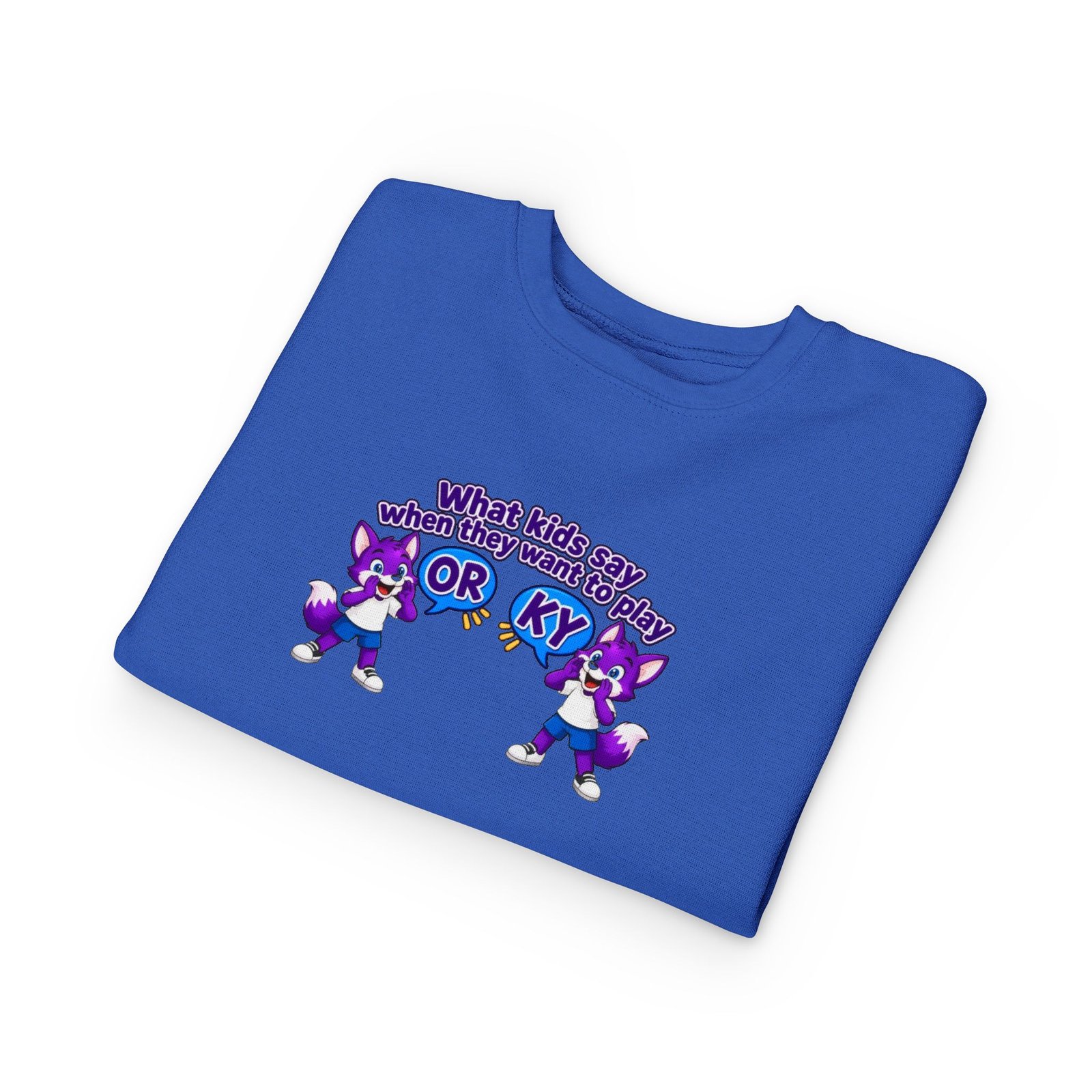 Toddler Sweatshirt — "What kids say when they want to play: Orky" Cute Purple Fox - Image 15