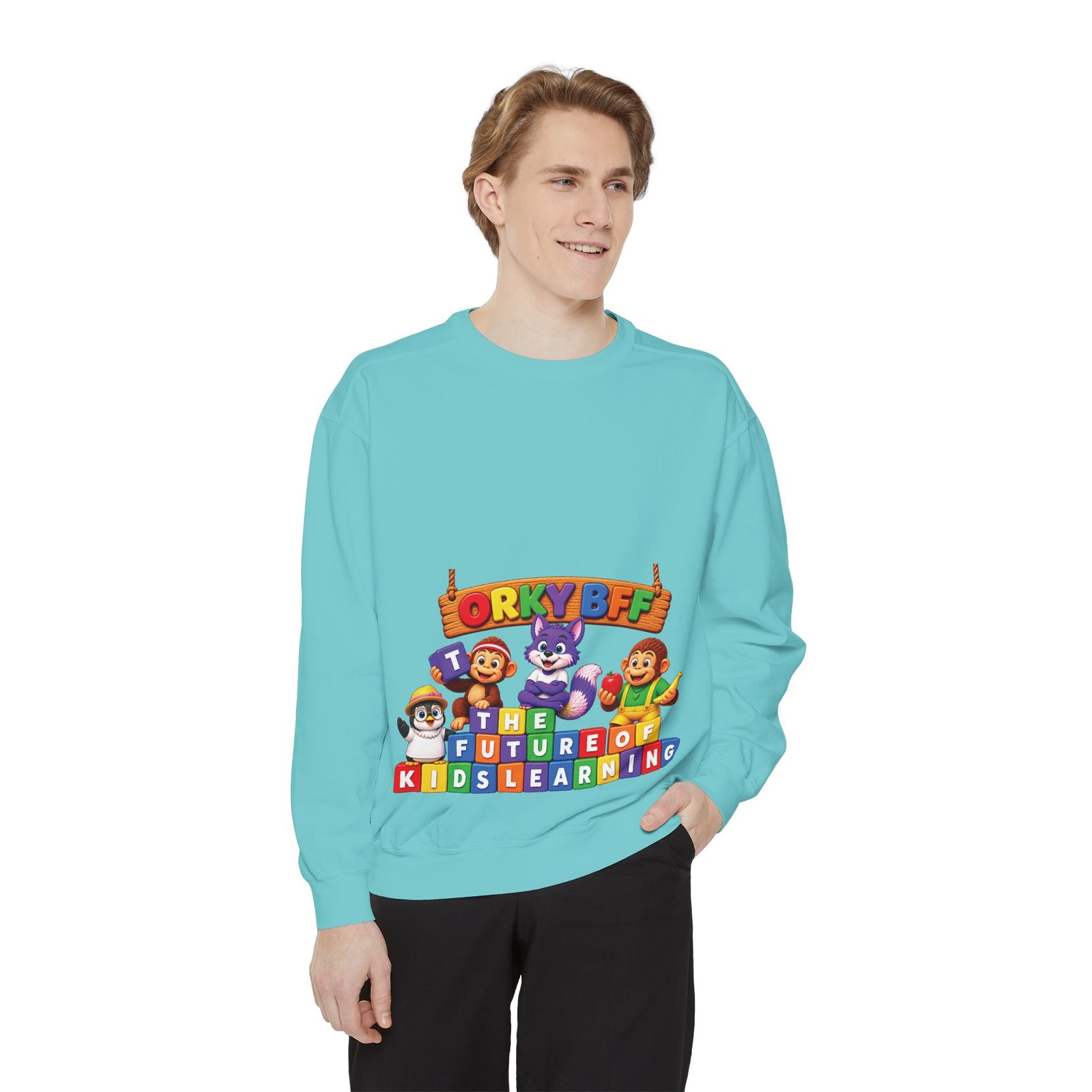 Kids Learning Crewneck Sweatshirt — 'StoryBFF: The Future of Kids Learning' Graphic - Image 33