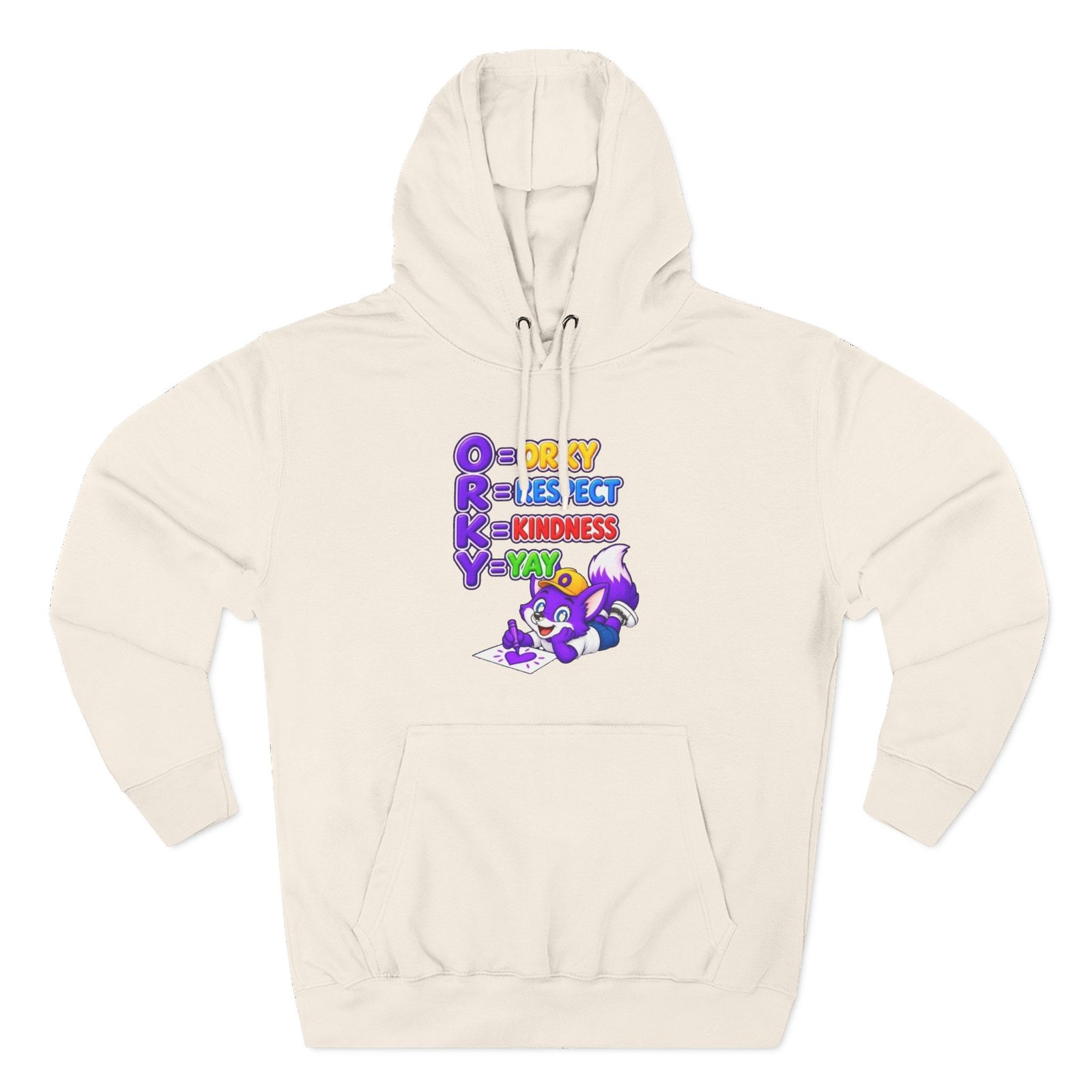 Three-Panel Fleece Hoodie __ Orky Respect Kindness Yay - Image 17