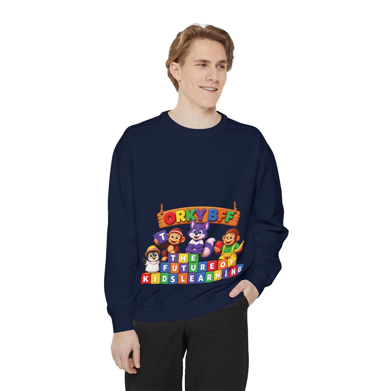 Kids Learning Crewneck Sweatshirt — 'StoryBFF: The Future of Kids Learning' Graphic - Image 81