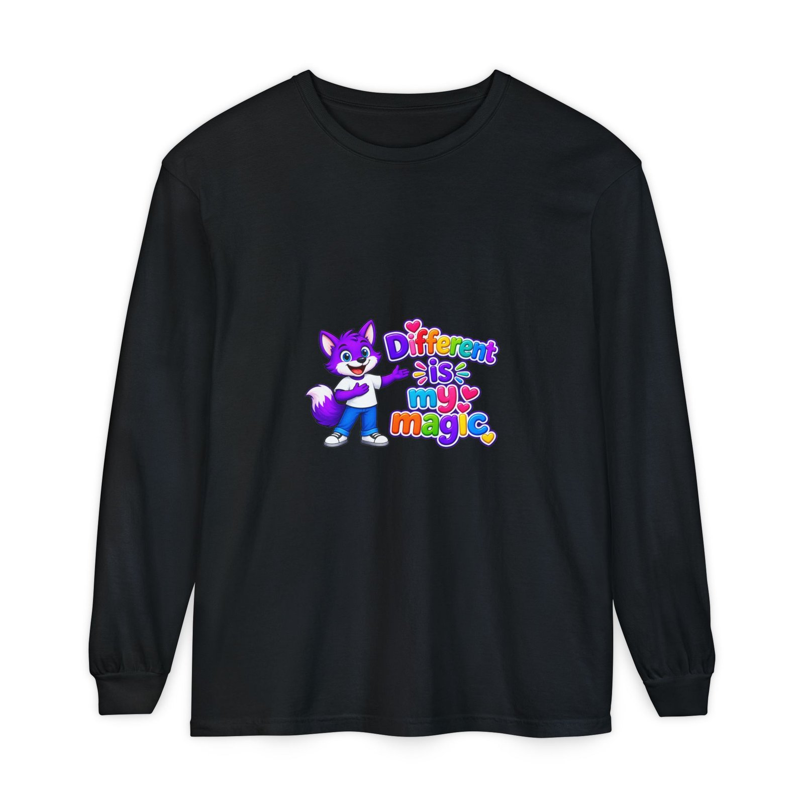 Unisex Garment-dyed Long Sleeve T-Shirt __ Different is my magic - Image 49