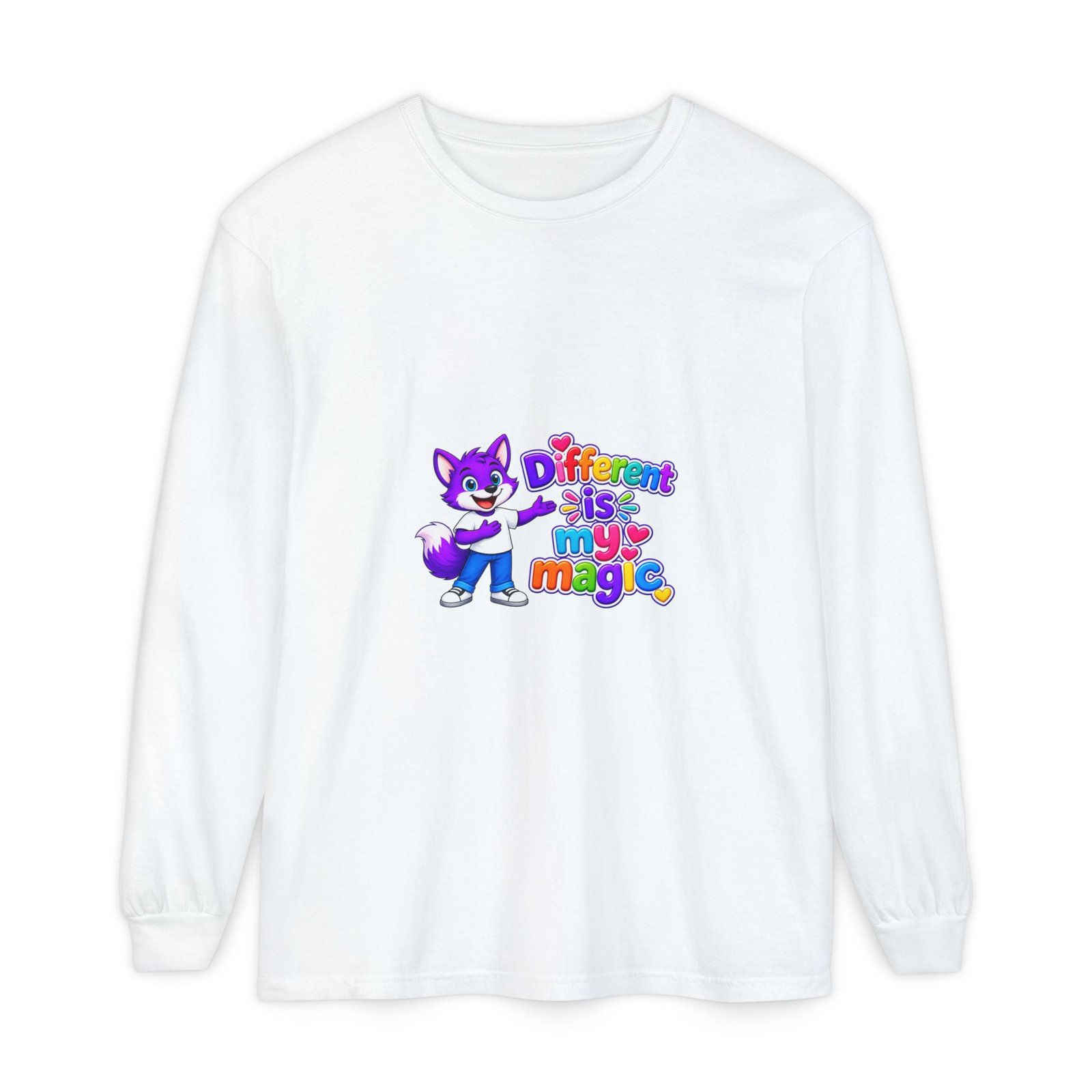 Unisex Garment-dyed Long Sleeve T-Shirt __ Different is my magic - Image 2