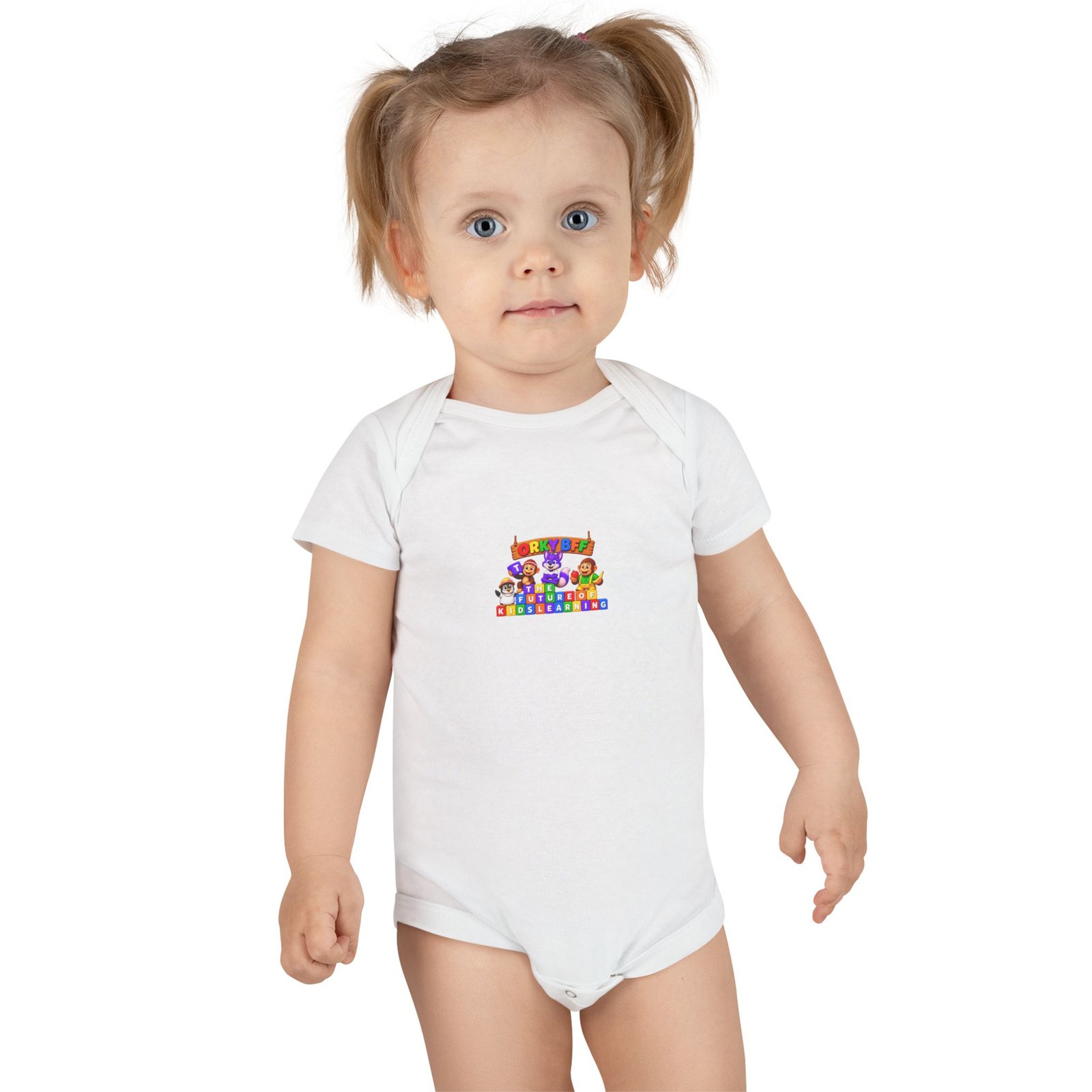 Baby Short Sleeve Onesie® - "Orky Bff Kids Learning" - Image 4