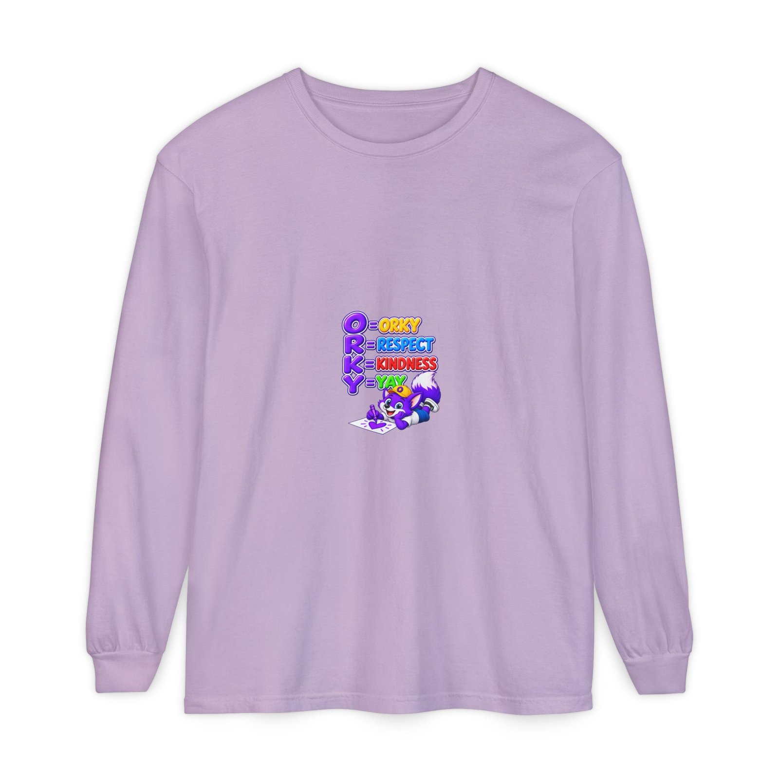 Long Sleeve T-Shirt – "Orky Respect Kindness Yay " - Image 61