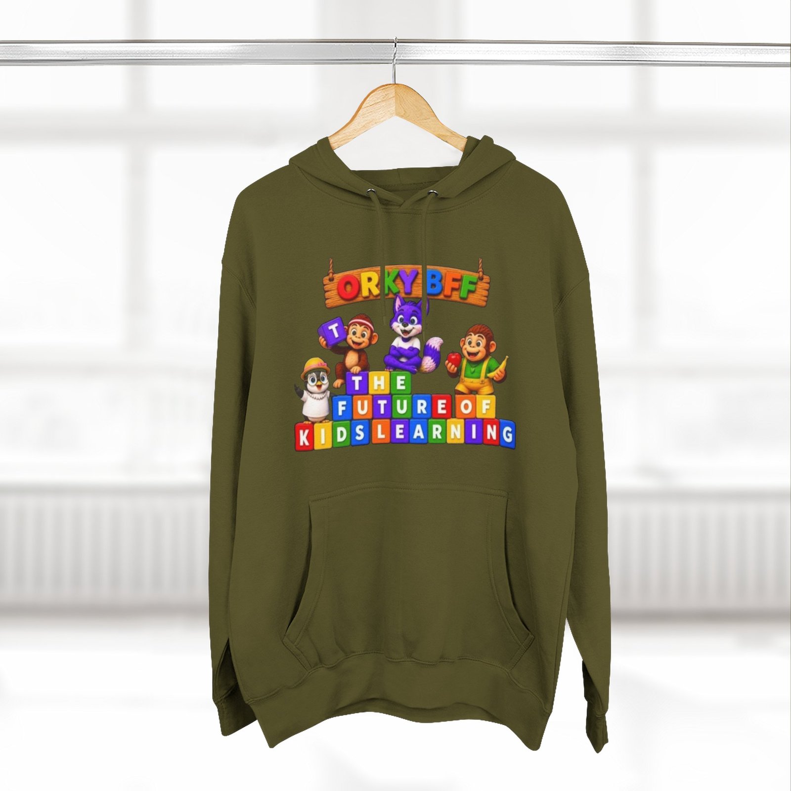 Three-Panel Fleece Hoodie__ 'Orky Bff The Future Of Kids Learning' - Image 32