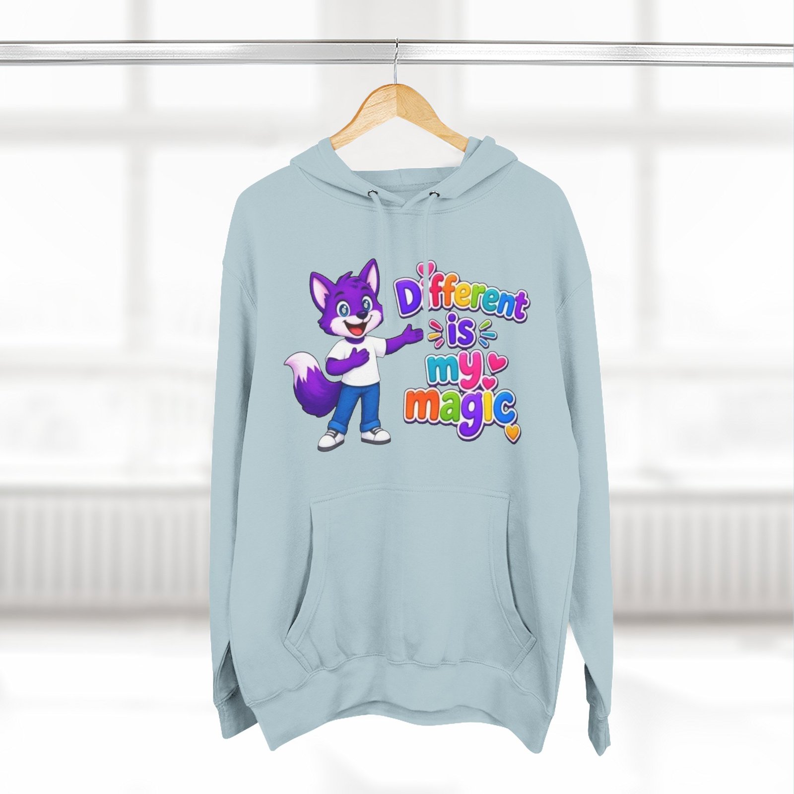 Three-Panel Fleece Hoodie __ ' Different is My Magic ' - Image 36