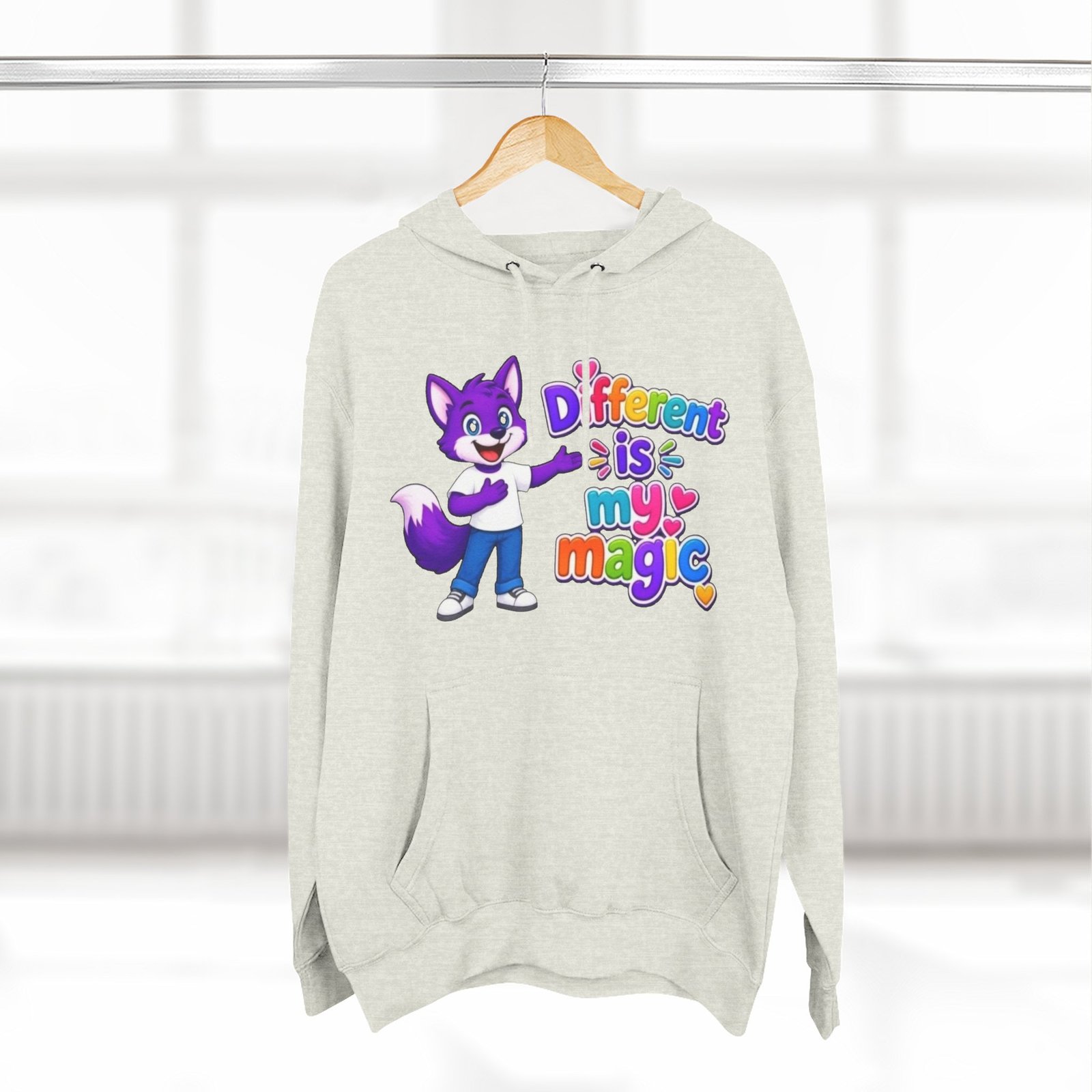 Three-Panel Fleece Hoodie __ ' Different is My Magic ' - Image 28