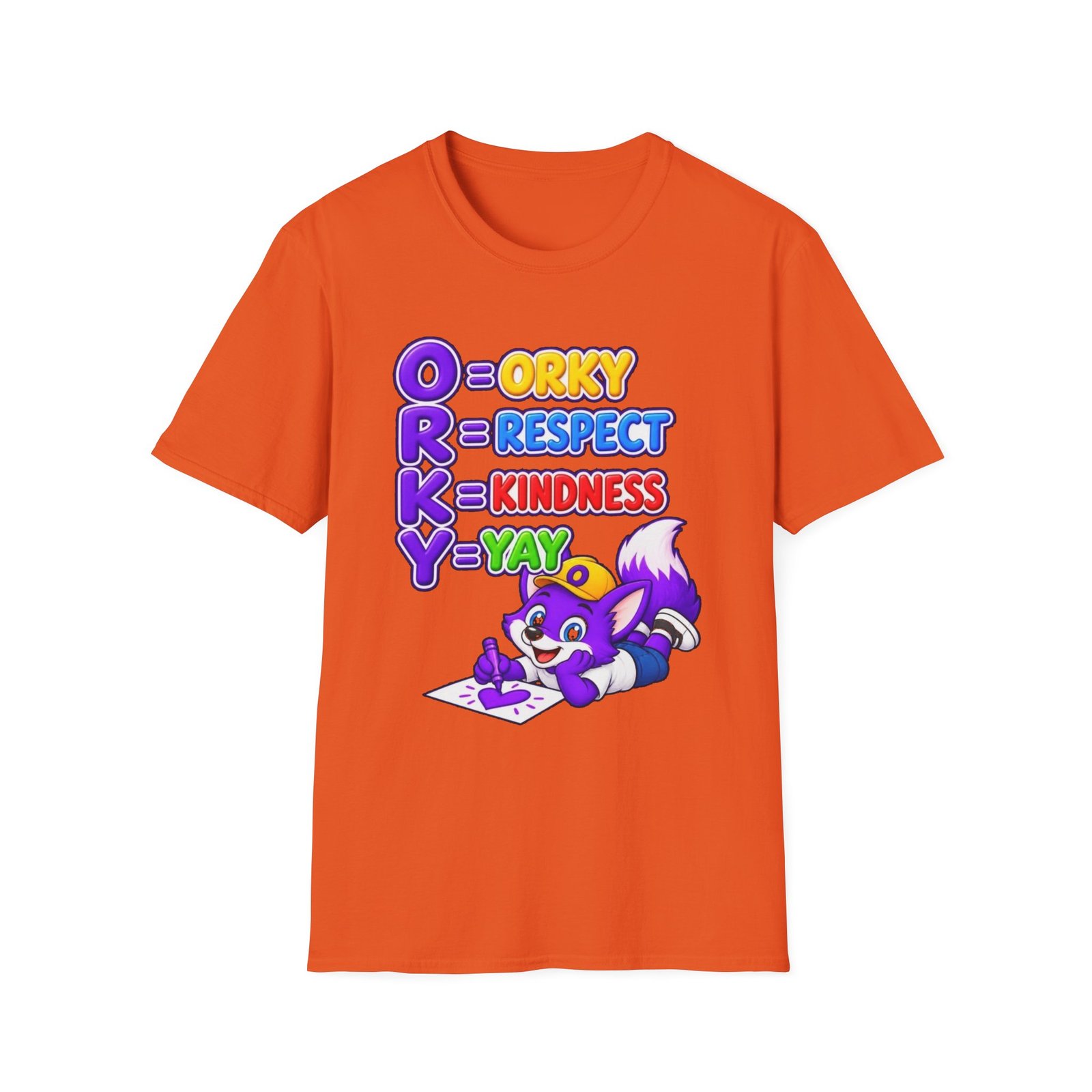 Unisex Softstyle T-Shirt — Orky Respect Kindness Kids Yay - Image 22