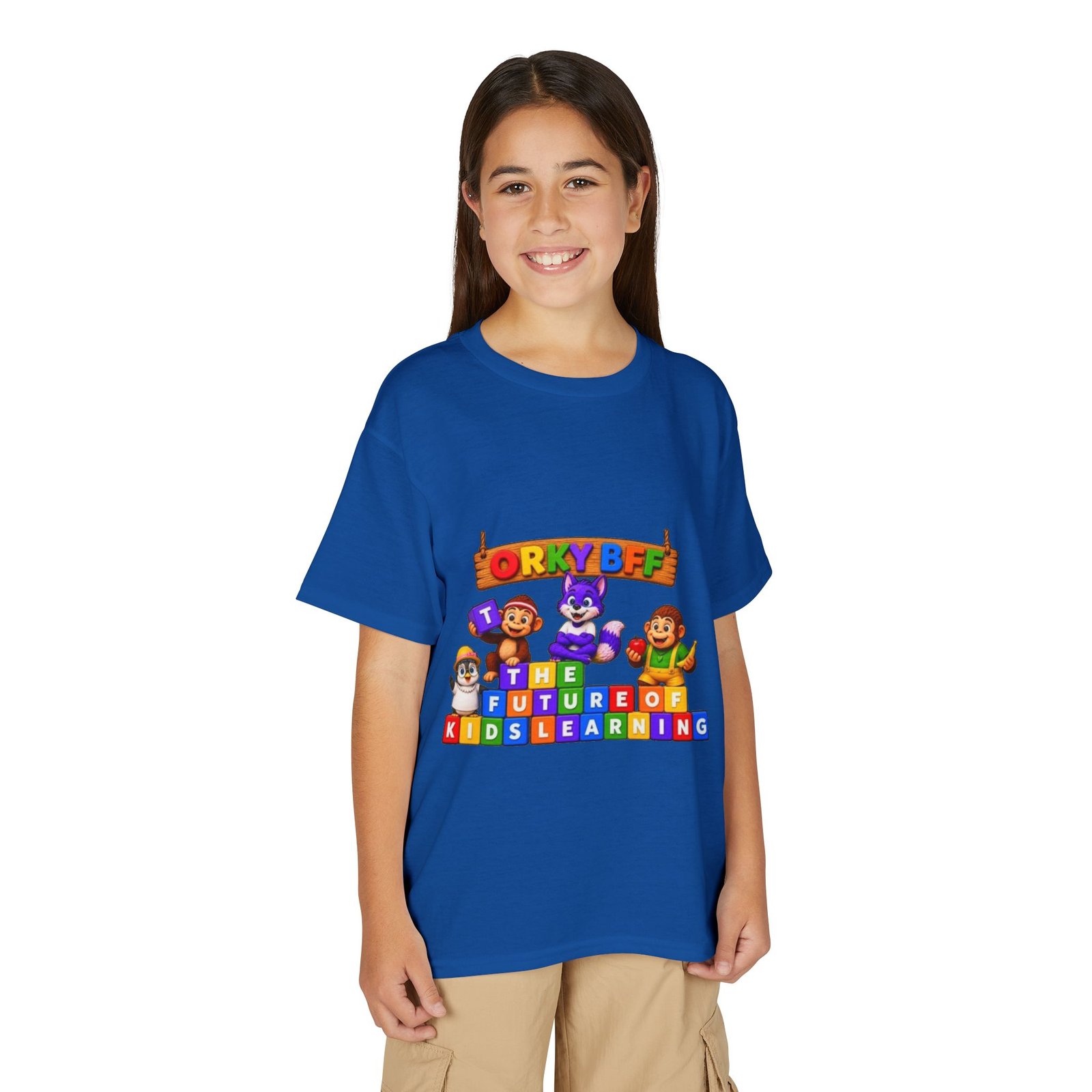 Youth DryBlend® T-Shirt— "The Future of Kids Learning" Colorful Block Character Tee - Image 43