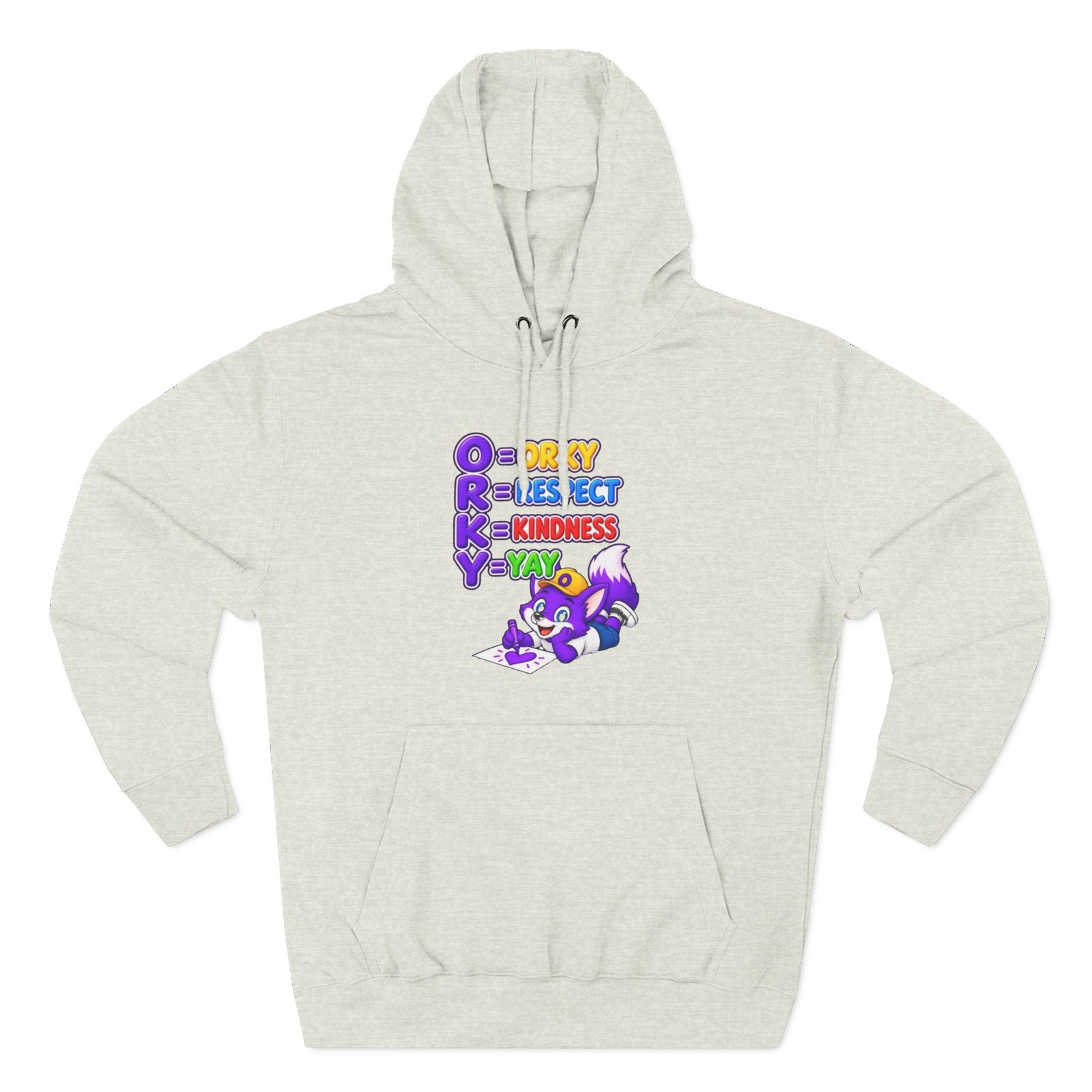Three-Panel Fleece Hoodie __ Orky Respect Kindness Yay - Image 25