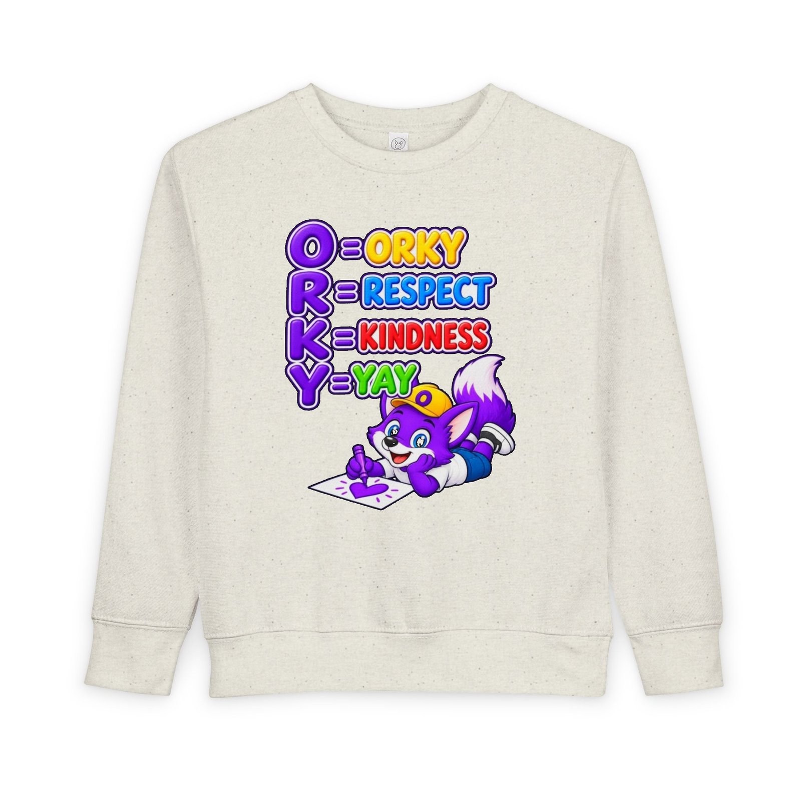 Toddler Sweatshirt — "ORKY Kindness Yay" Cute Fox - Image 2