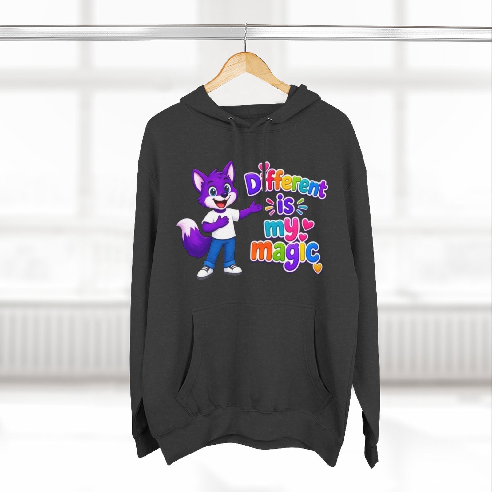 Three-Panel Fleece Hoodie __ ' Different is My Magic ' - Image 12