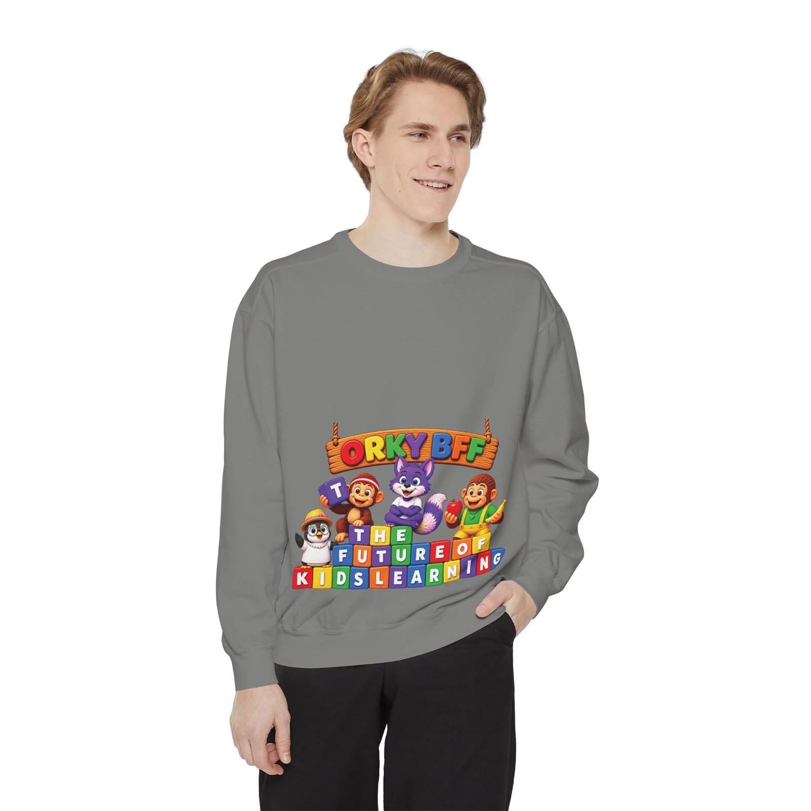 Kids Learning Crewneck Sweatshirt — 'StoryBFF: The Future of Kids Learning' Graphic - Image 27