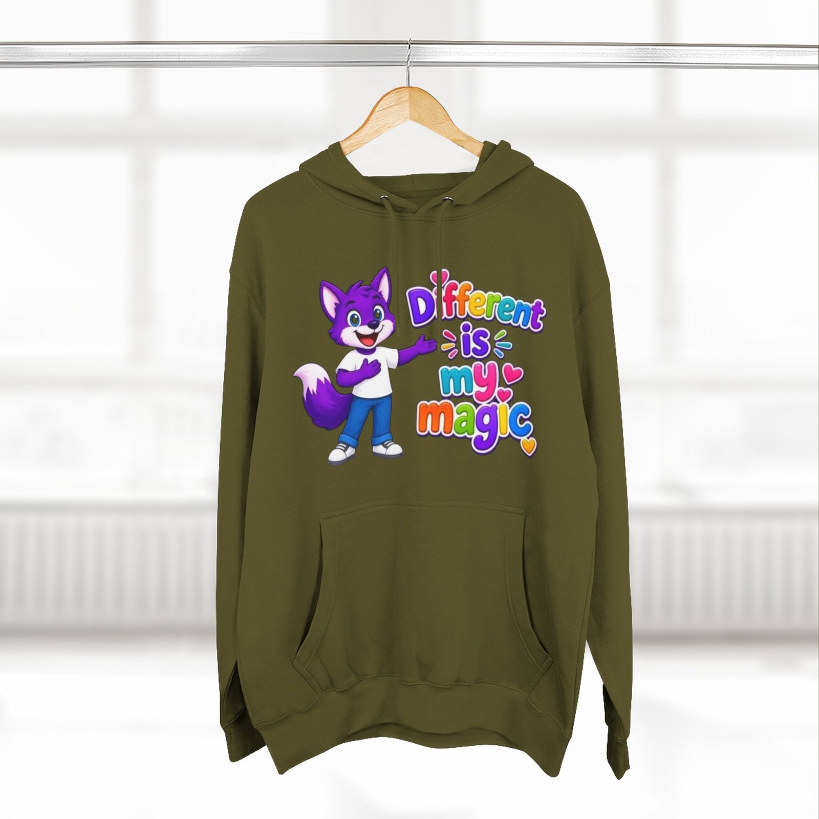 Three-Panel Fleece Hoodie __ ' Different is My Magic ' - Image 32