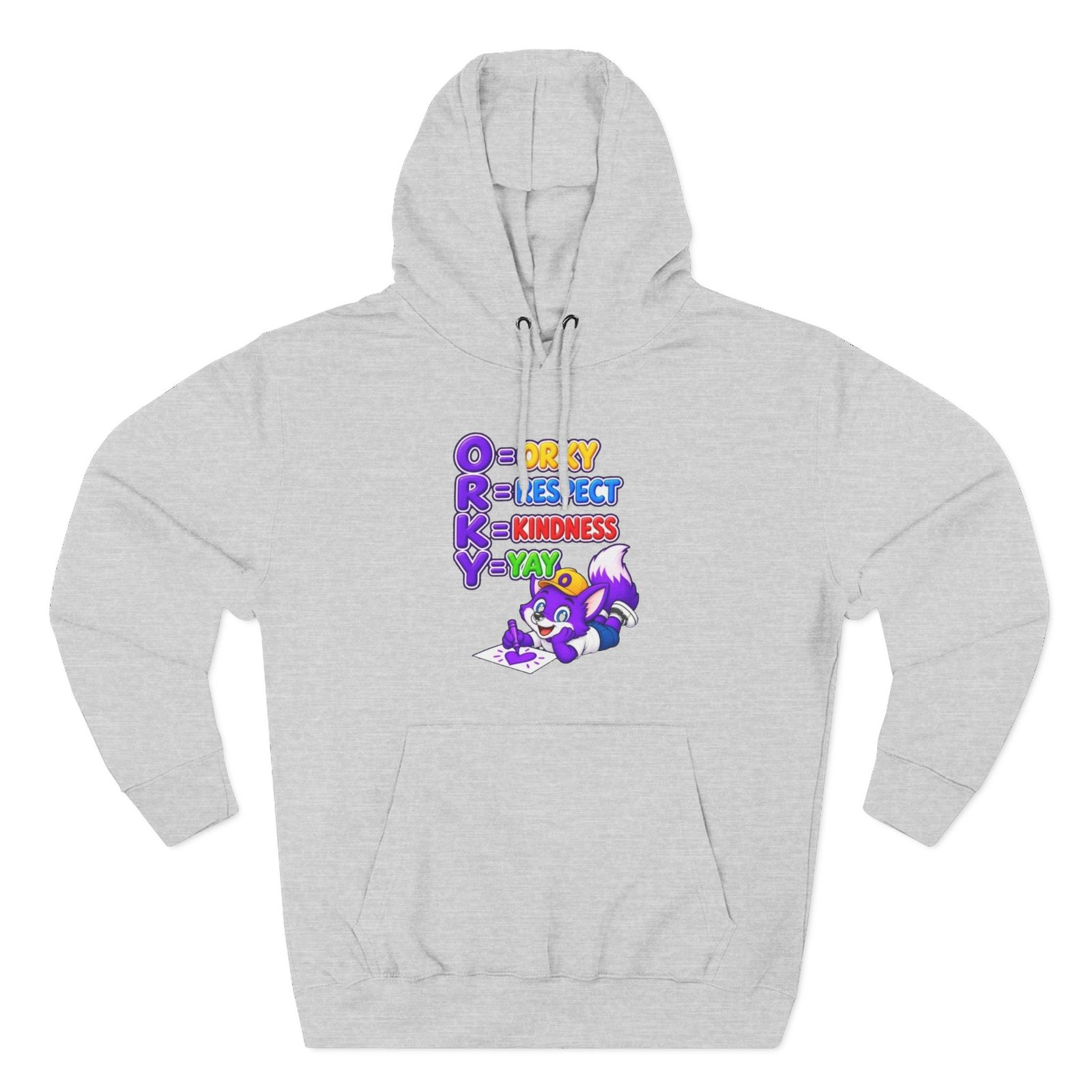 Three-Panel Fleece Hoodie __ Orky Respect Kindness Yay - Image 5