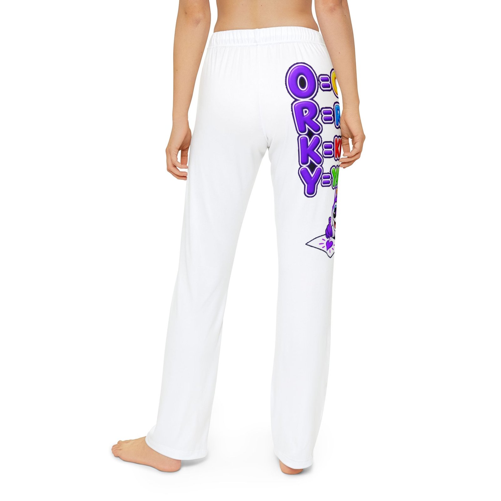 Kids Lounge Pants – Colorful Cartoon Orky Respect Kindness Yay - Image 4
