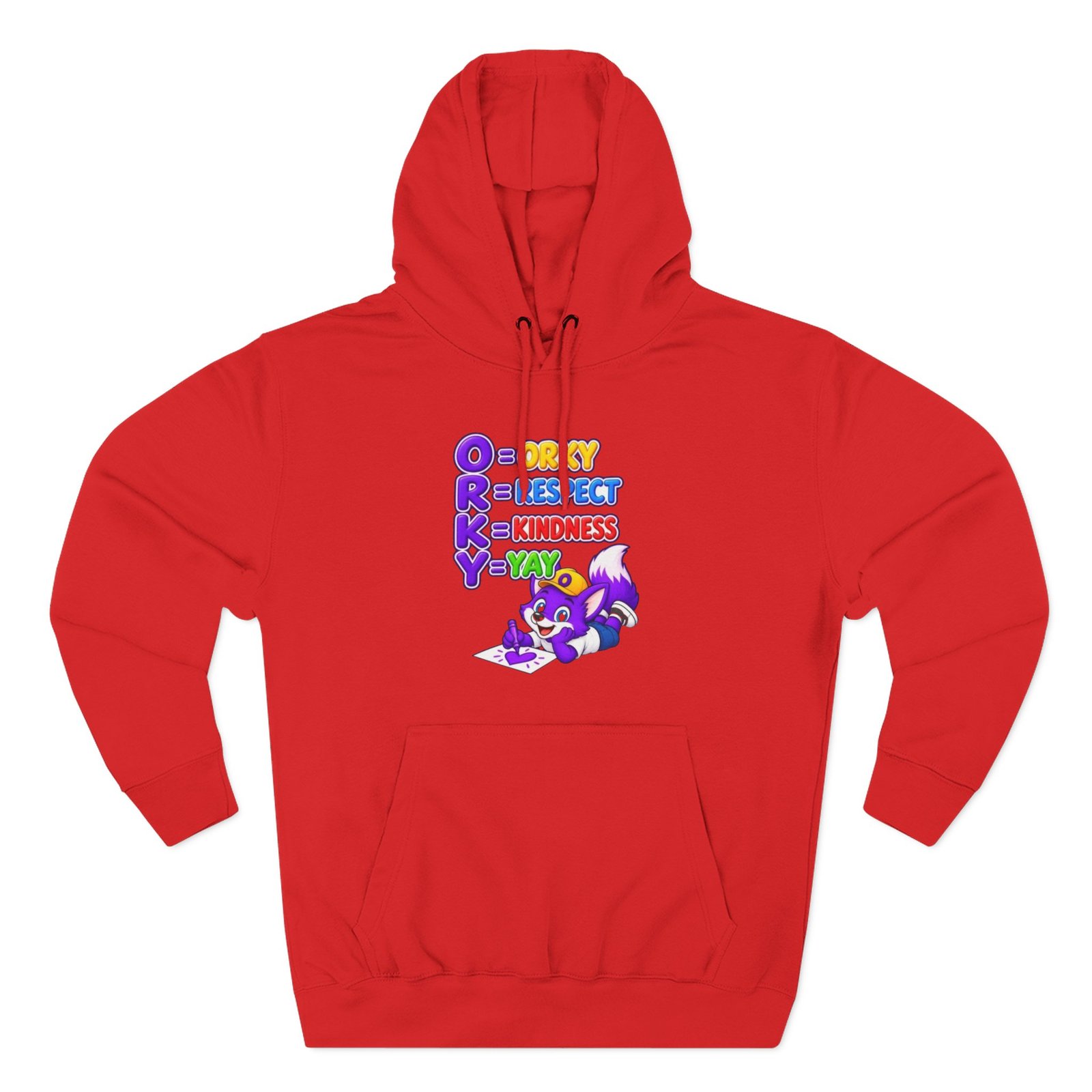 Three-Panel Fleece Hoodie __ Orky Respect Kindness Yay - Image 53