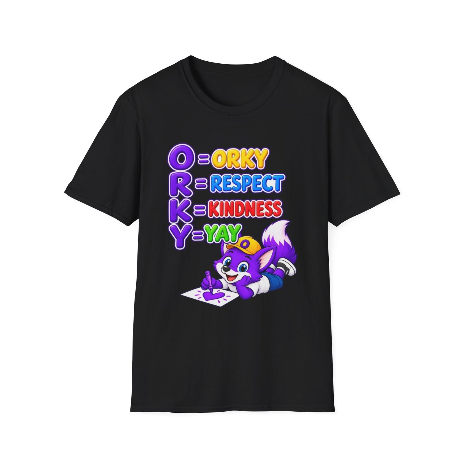 Unisex Softstyle T-Shirt — Orky Respect Kindness Kids Yay - Image 10