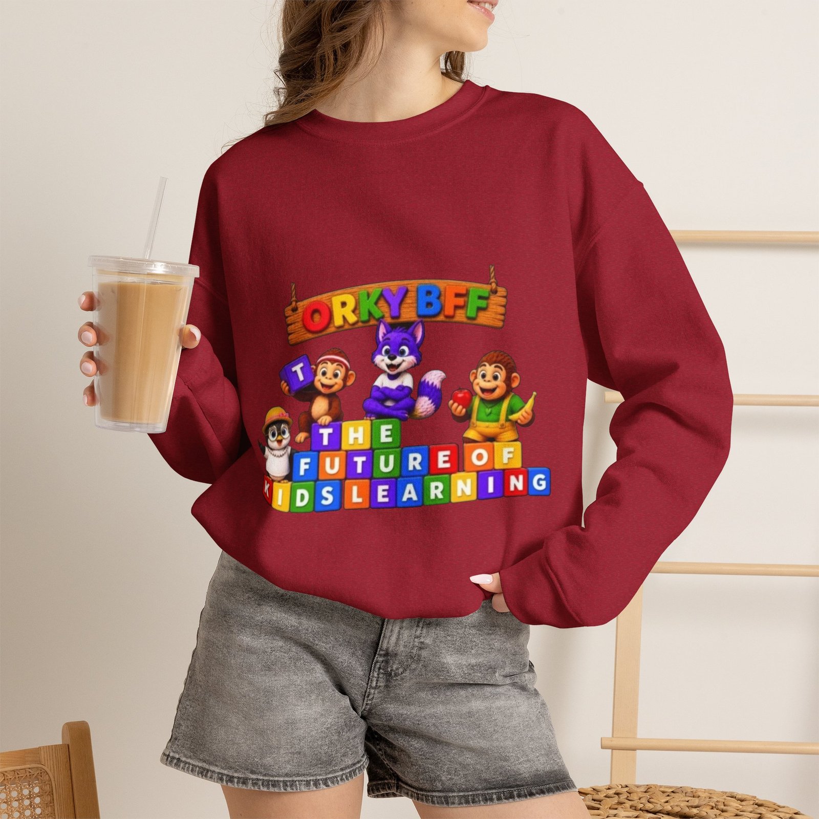 Unisex Heavy Blend™ Crewneck Sweatshirt - 'Orky Bff The Future of Kids Learning' - Image 65