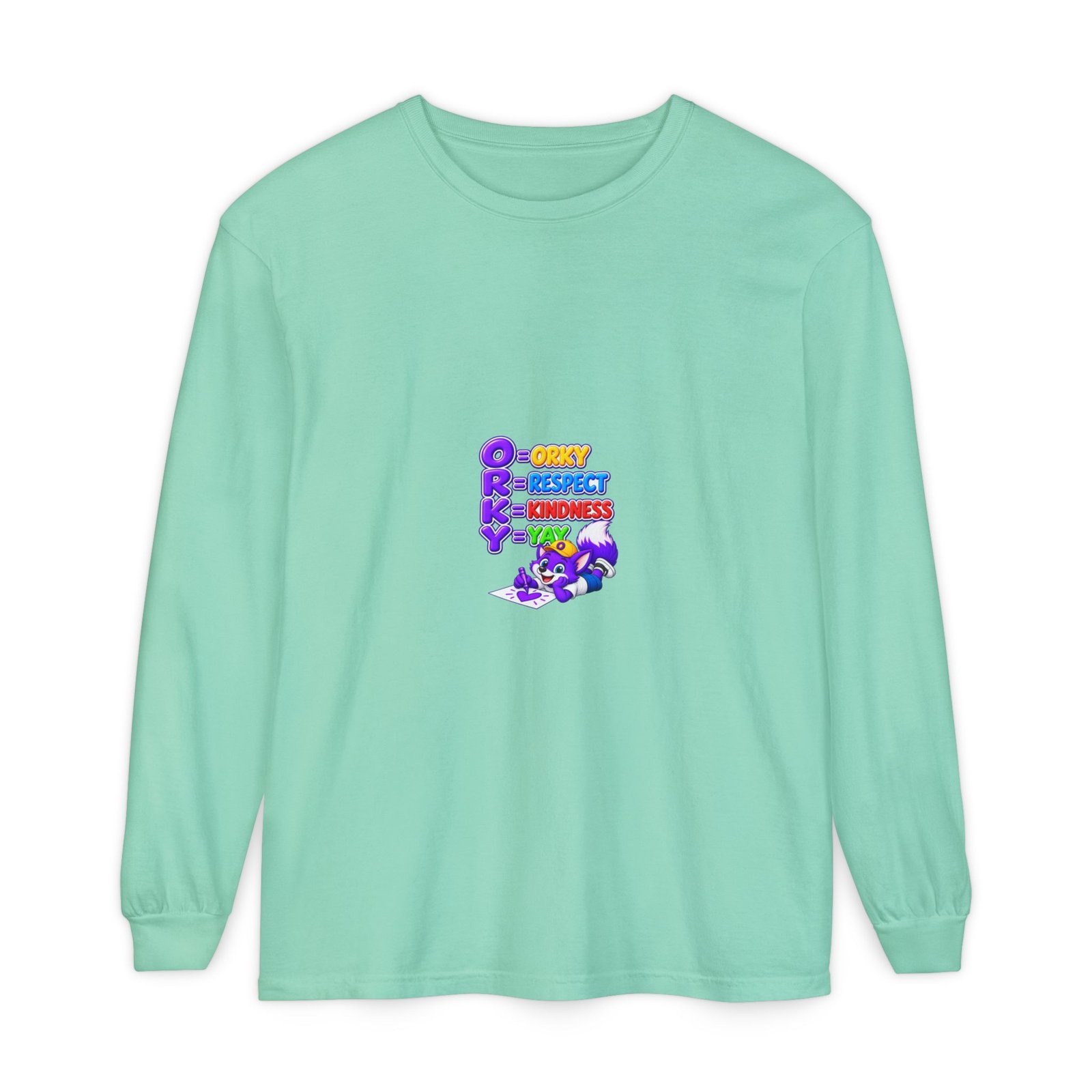 Long Sleeve T-Shirt – "Orky Respect Kindness Yay " - Image 29