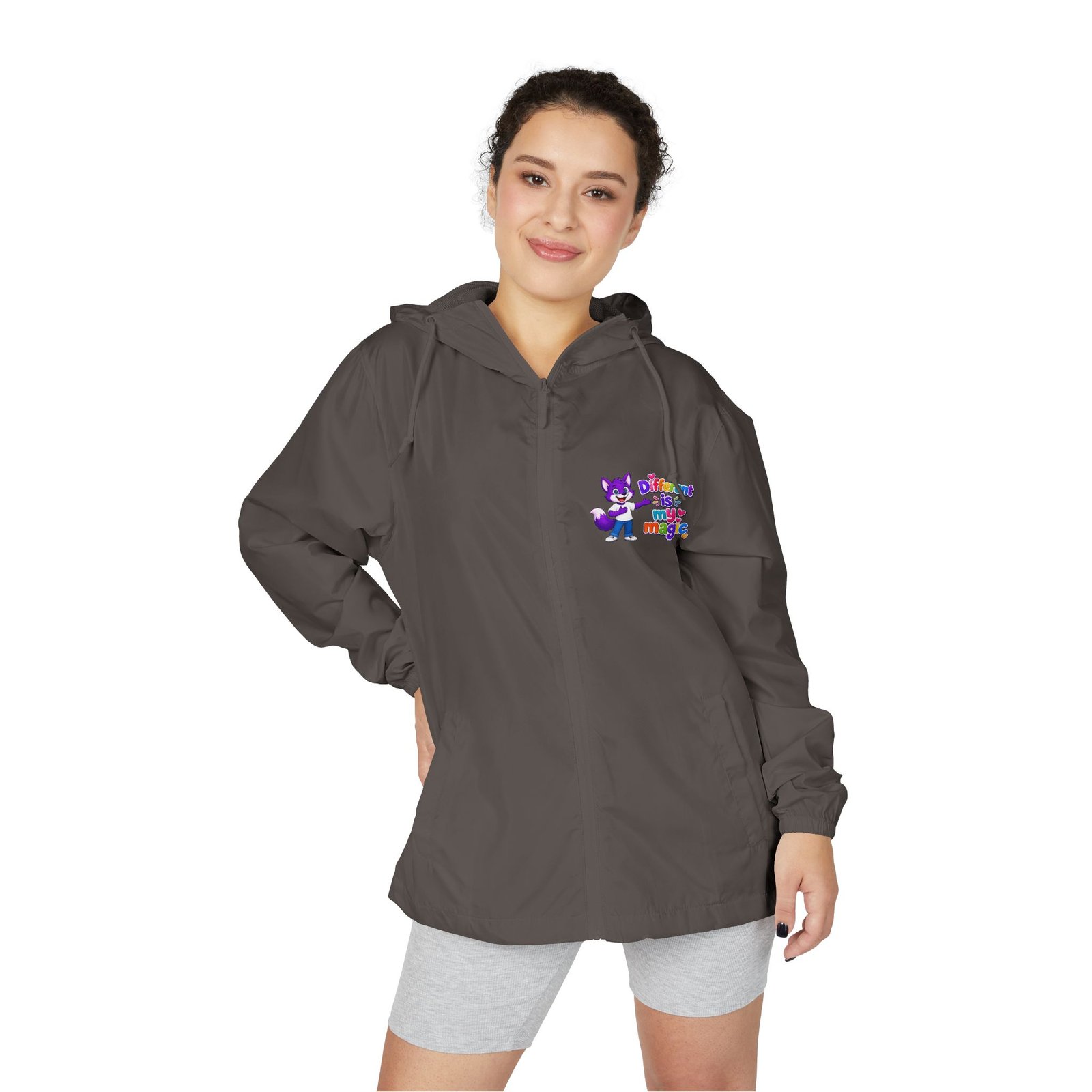 Unisex Full-Zip Windbreaker Jacket __ Different is my magic purple fox - Image 8