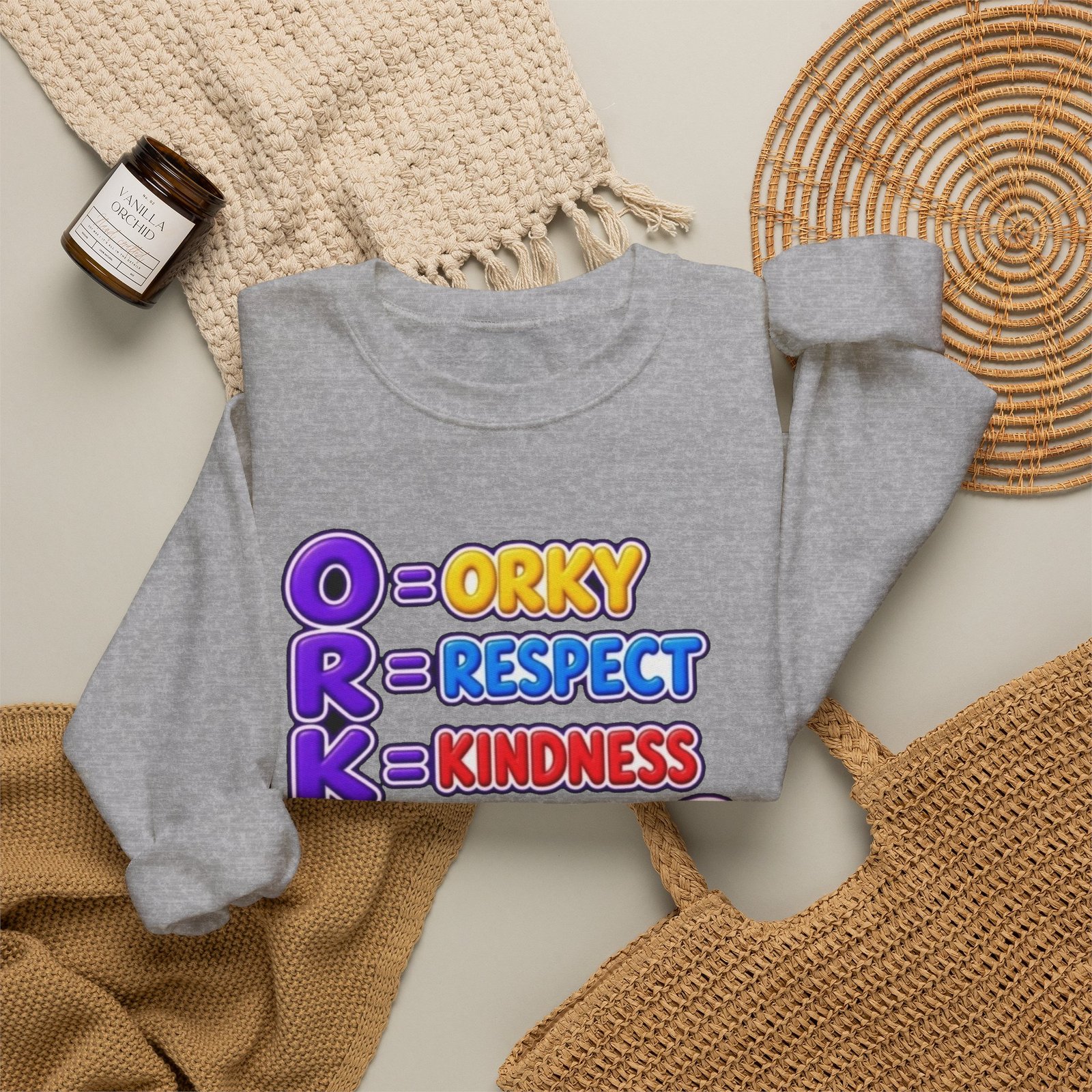 Unisex Heavy Blend™ Crewneck Sweatshirt — 'O = Orky, R = Respect, K = Kindness, Y = Yay' - Image 24