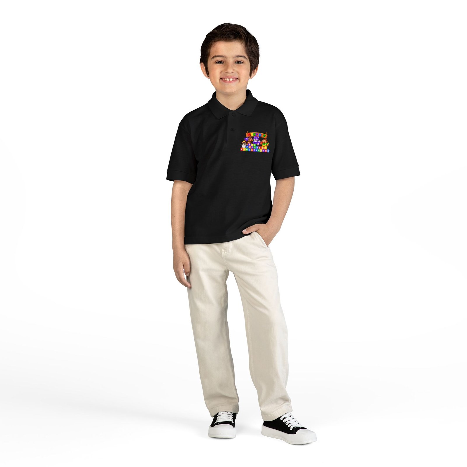 DryBlend® Youth Jersey Polo — Orky BFF kids learning - Image 8